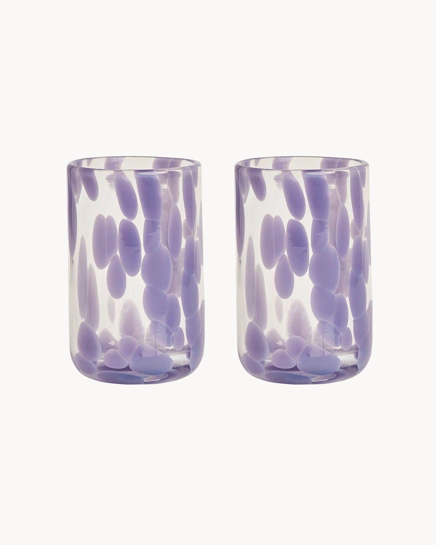 Set 2 bicchieri in vetro con pois realizzati a mano Jali