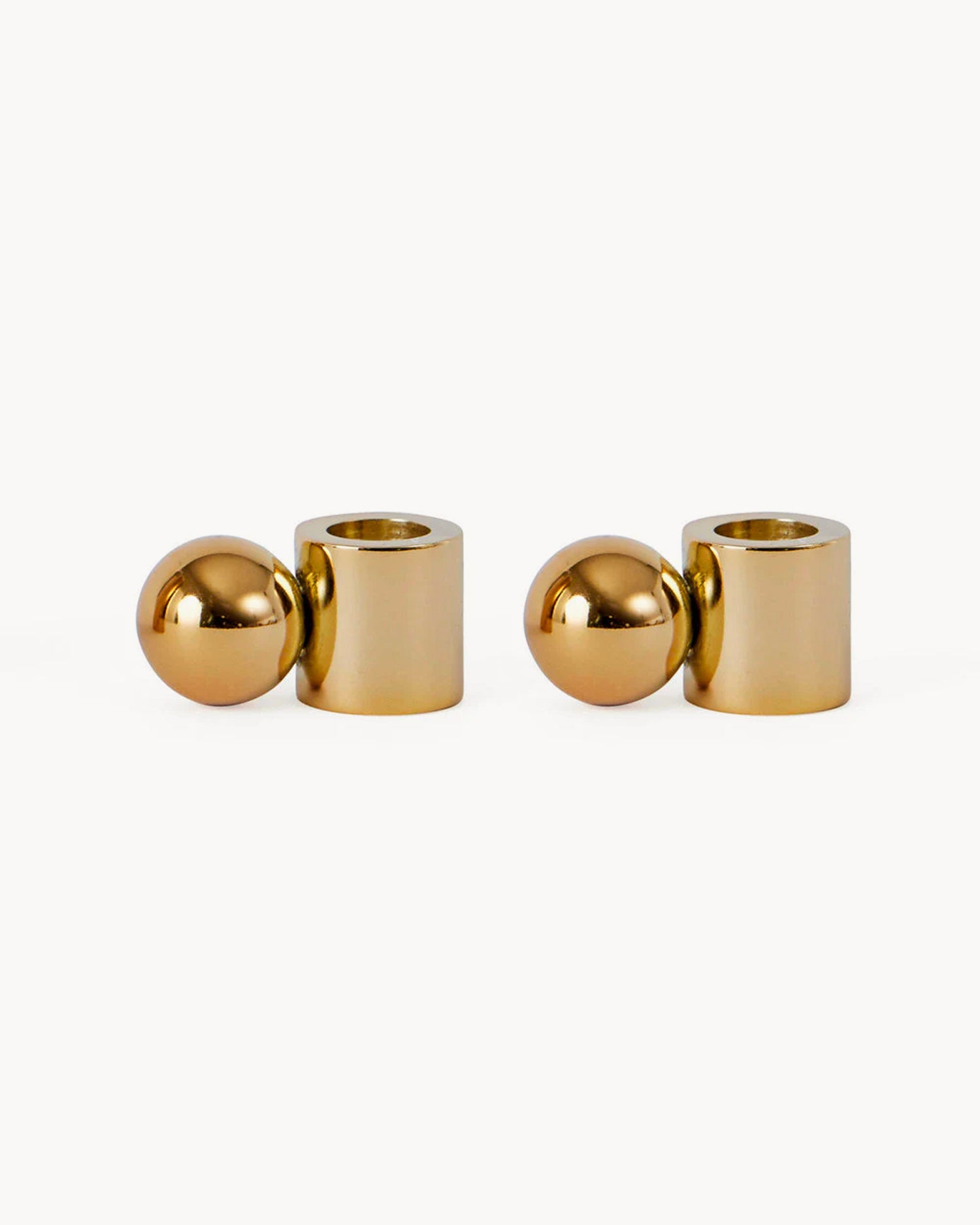 Set 2 portacandele bassi ottone Palloa
