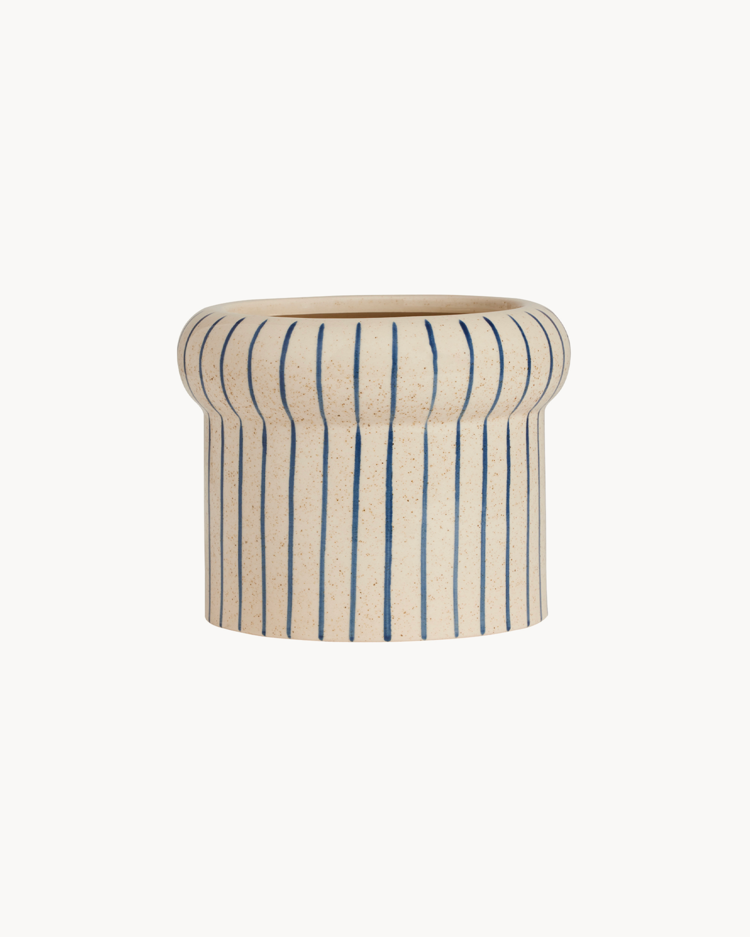 Portavaso in ceramica dipinto a mano con stisce blu Aki