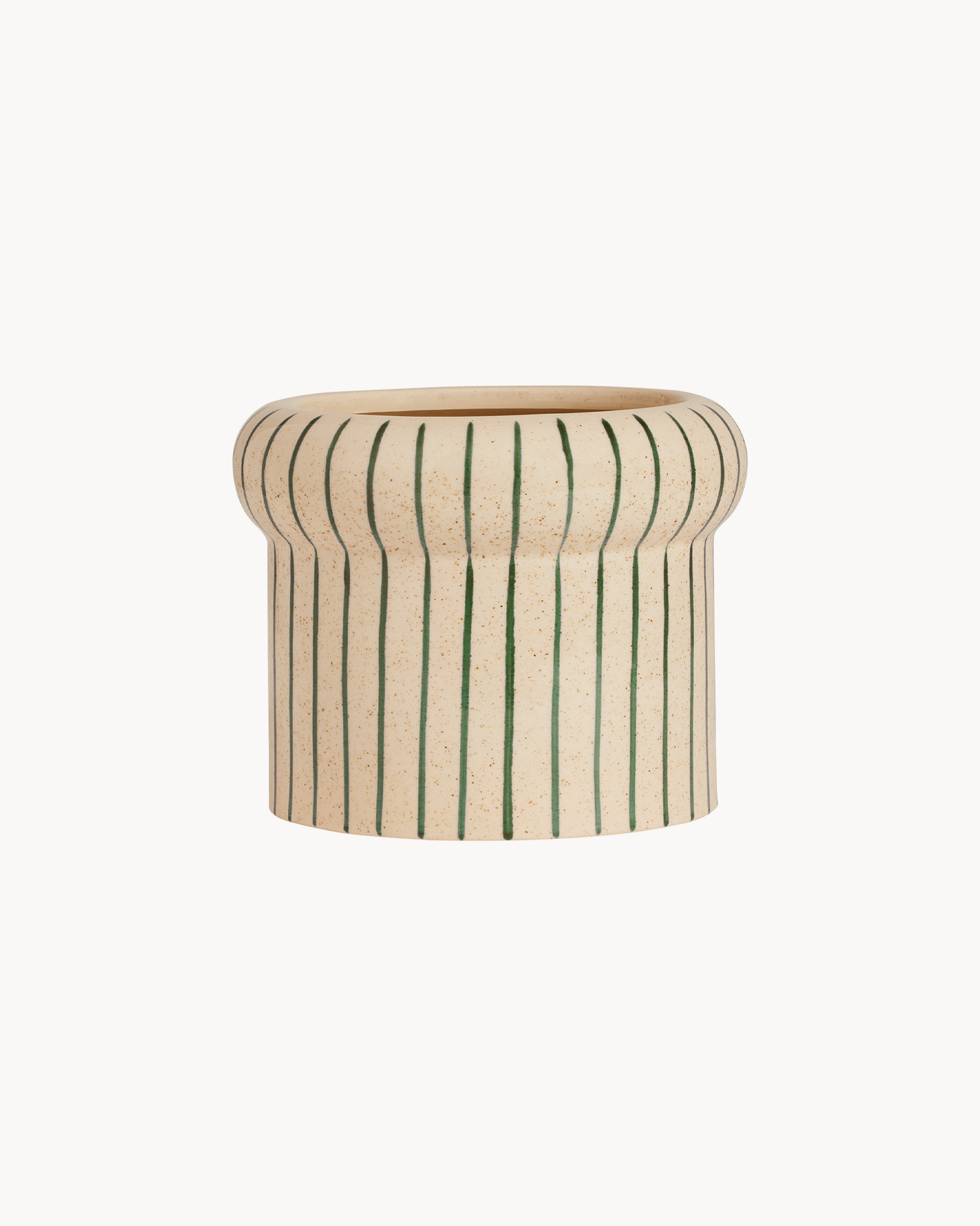Portavaso in ceramica dipinto a mano con stisce verdi Aki