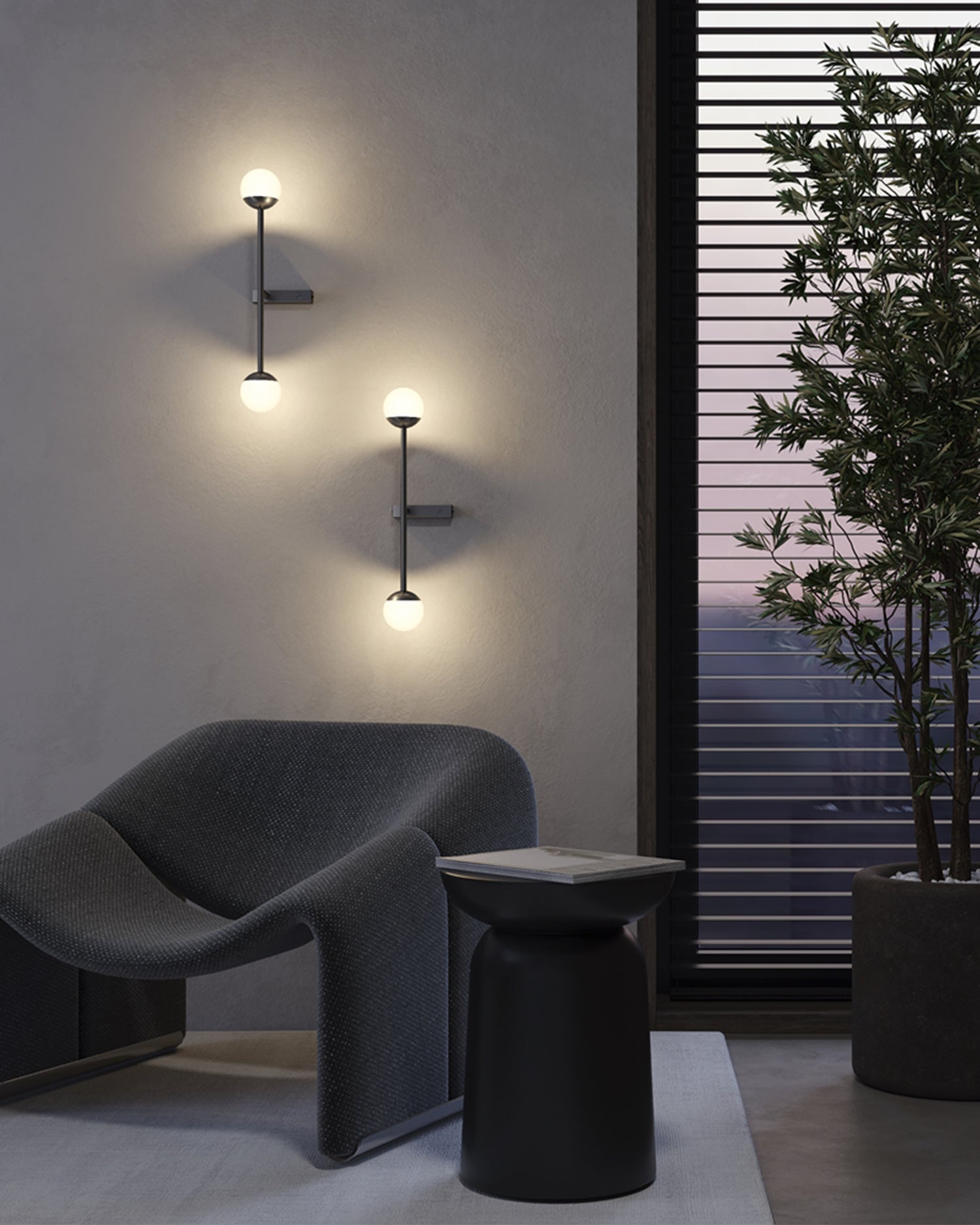 Lampada da parete con due sfere in vetro Touch