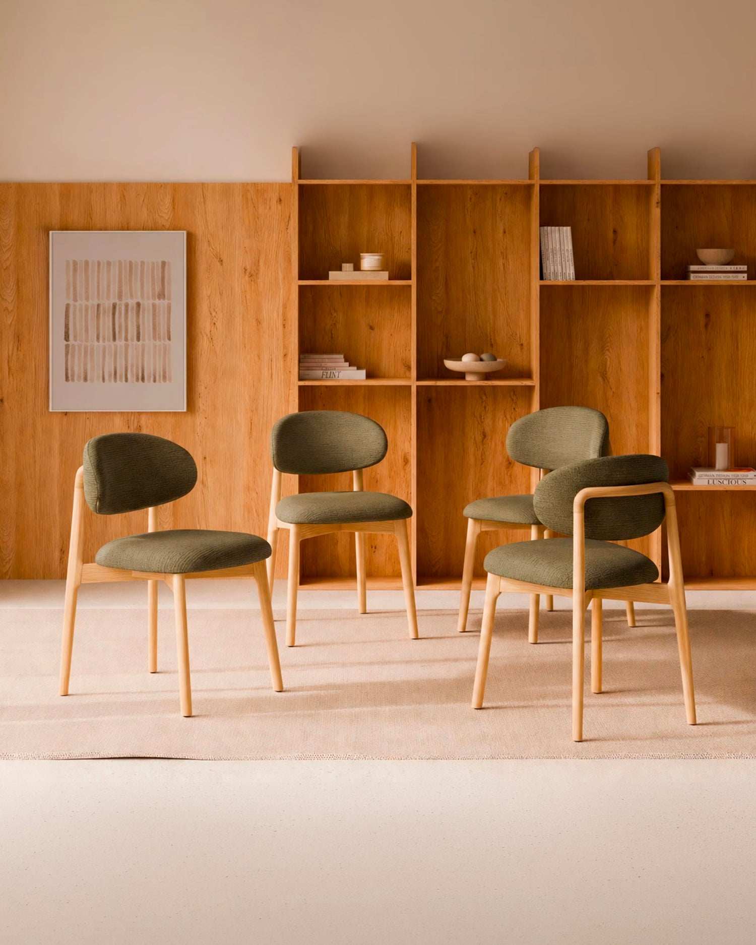 Set 2 sedie da pranzo in legno con tessuto antimacchia Wanda