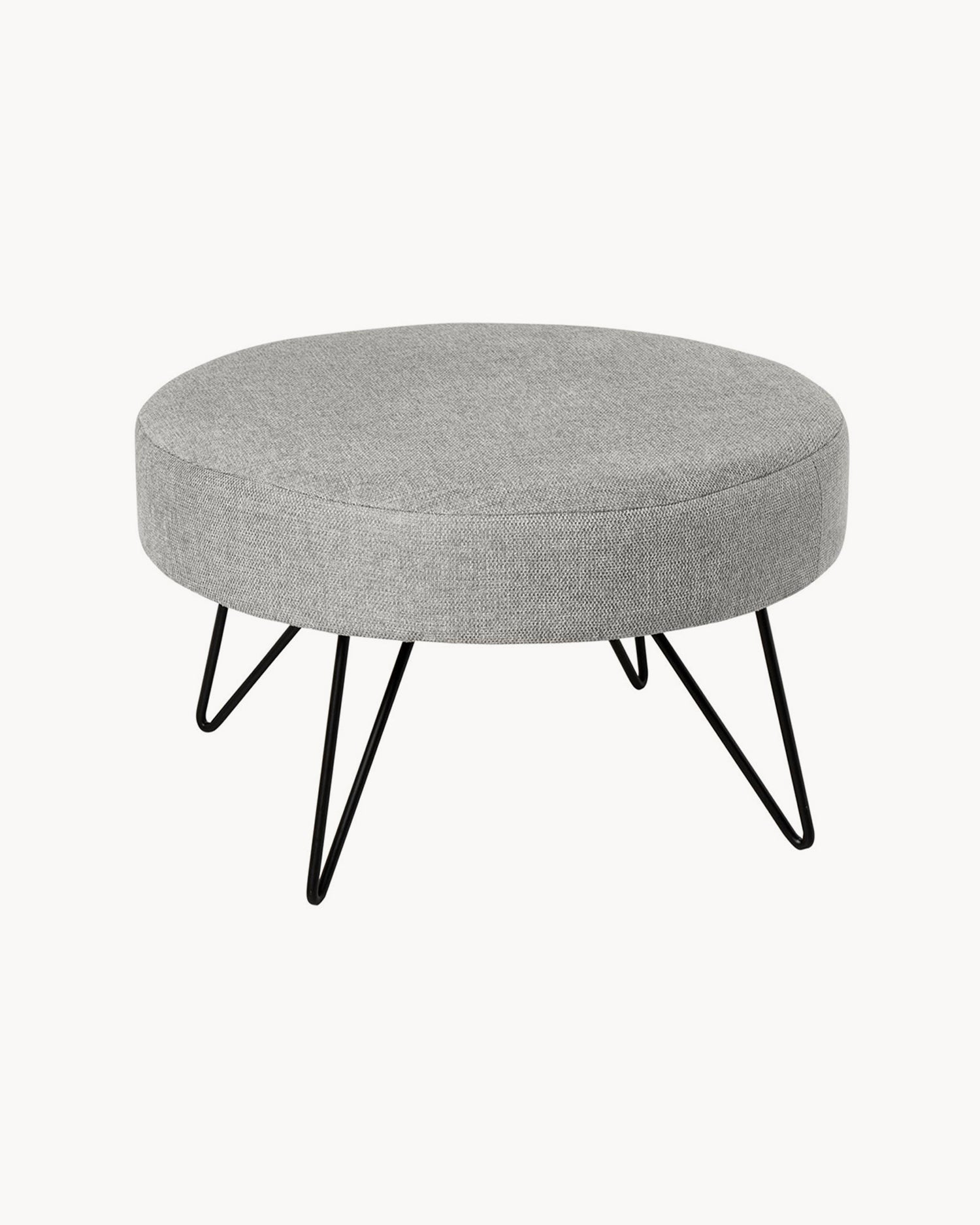 Pouf rotondo imbottito con gambe in metallo Aron