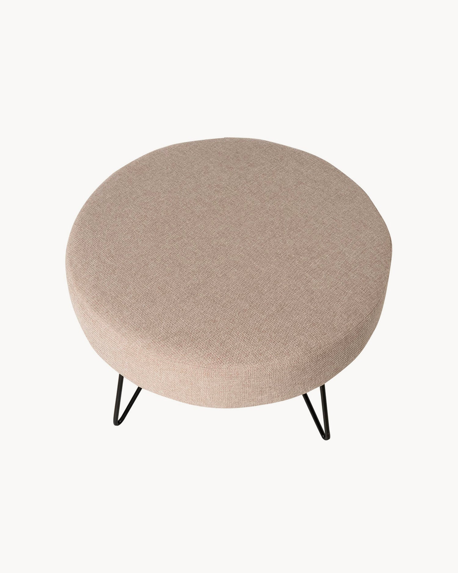 Pouf rotondo imbottito con gambe in metallo Aron - Tessuto