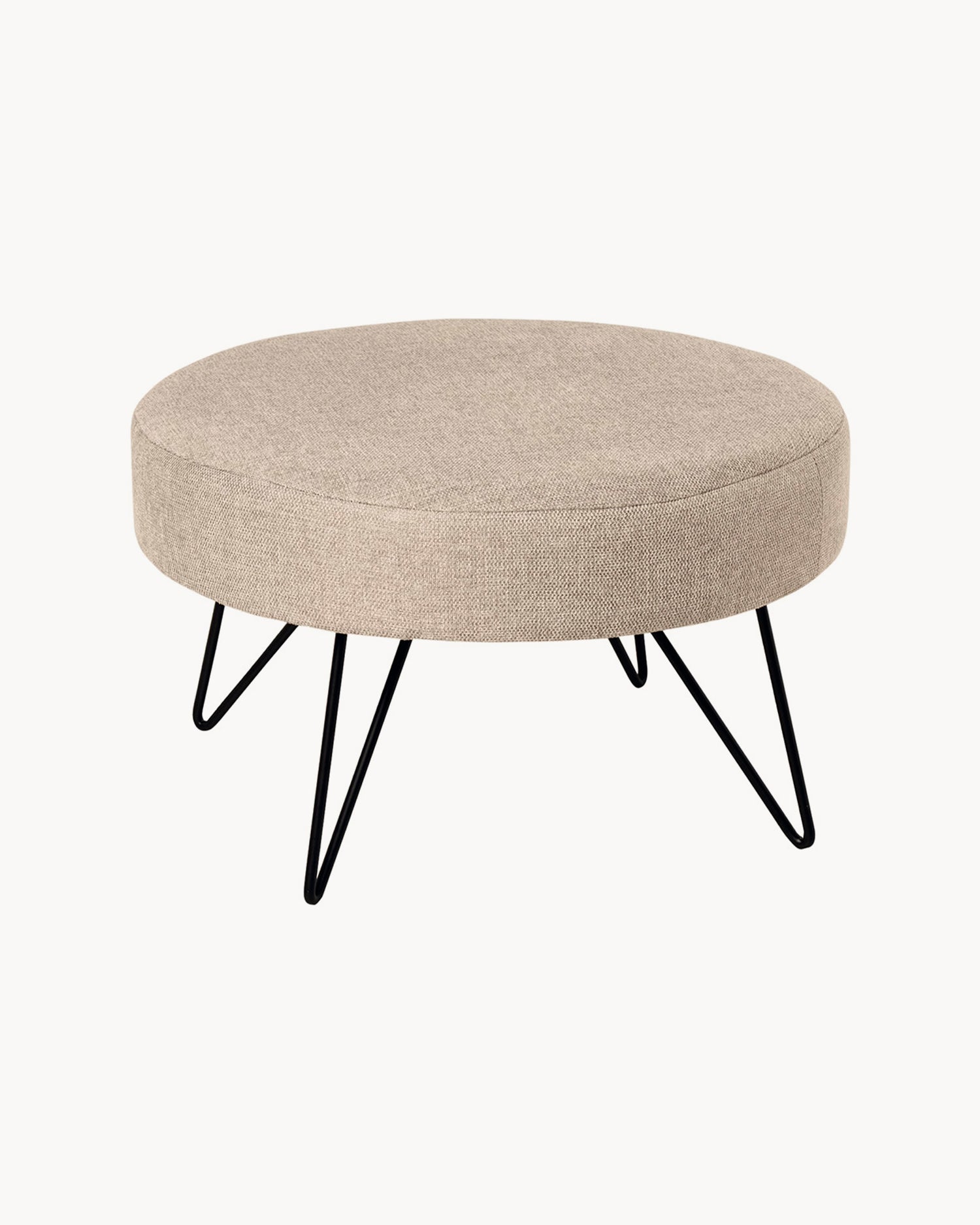 Pouf rotondo imbottito con gambe in metallo Aron