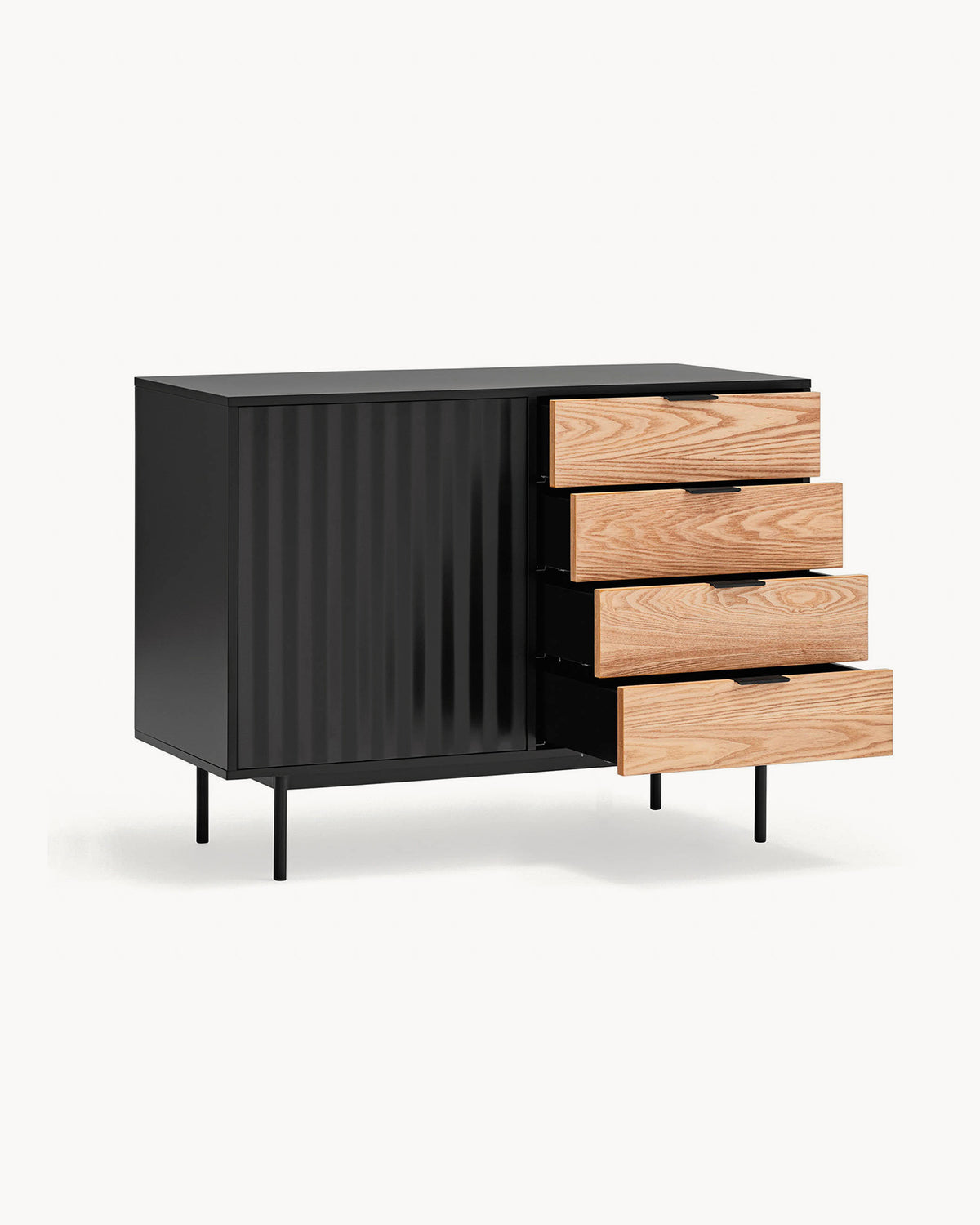 Credenza piccola con cassetti in rovere Sierra