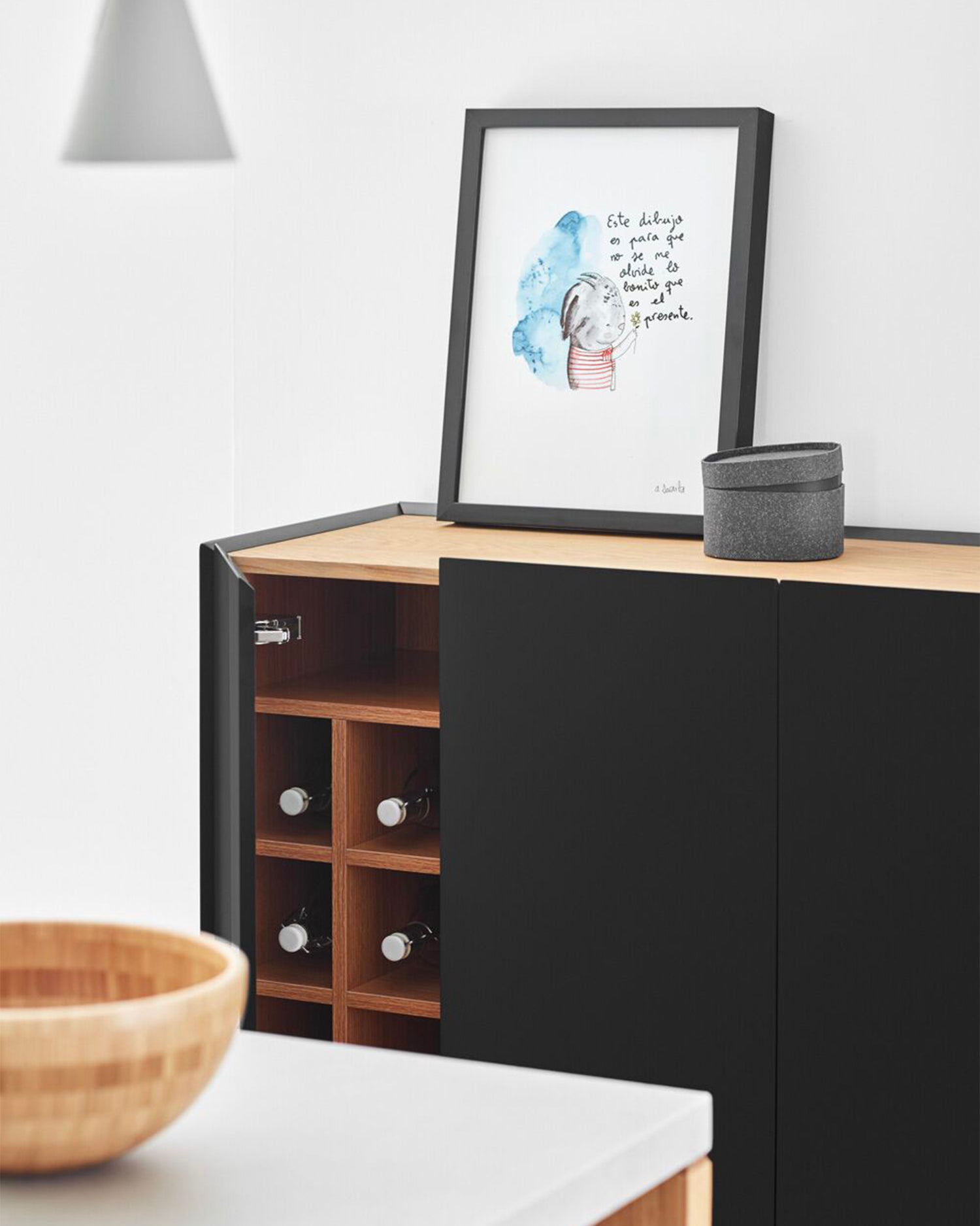 Credenza alta con piano in rovere Arista