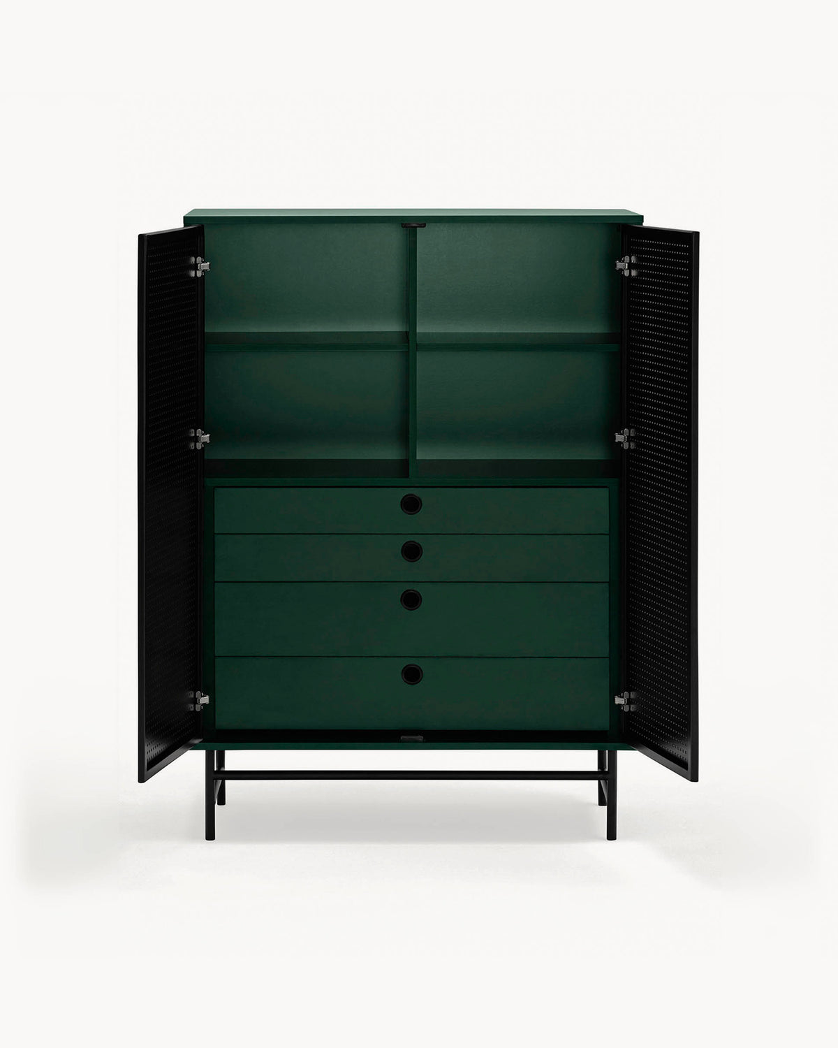 Credenza alta con ante in metallo forato Punto