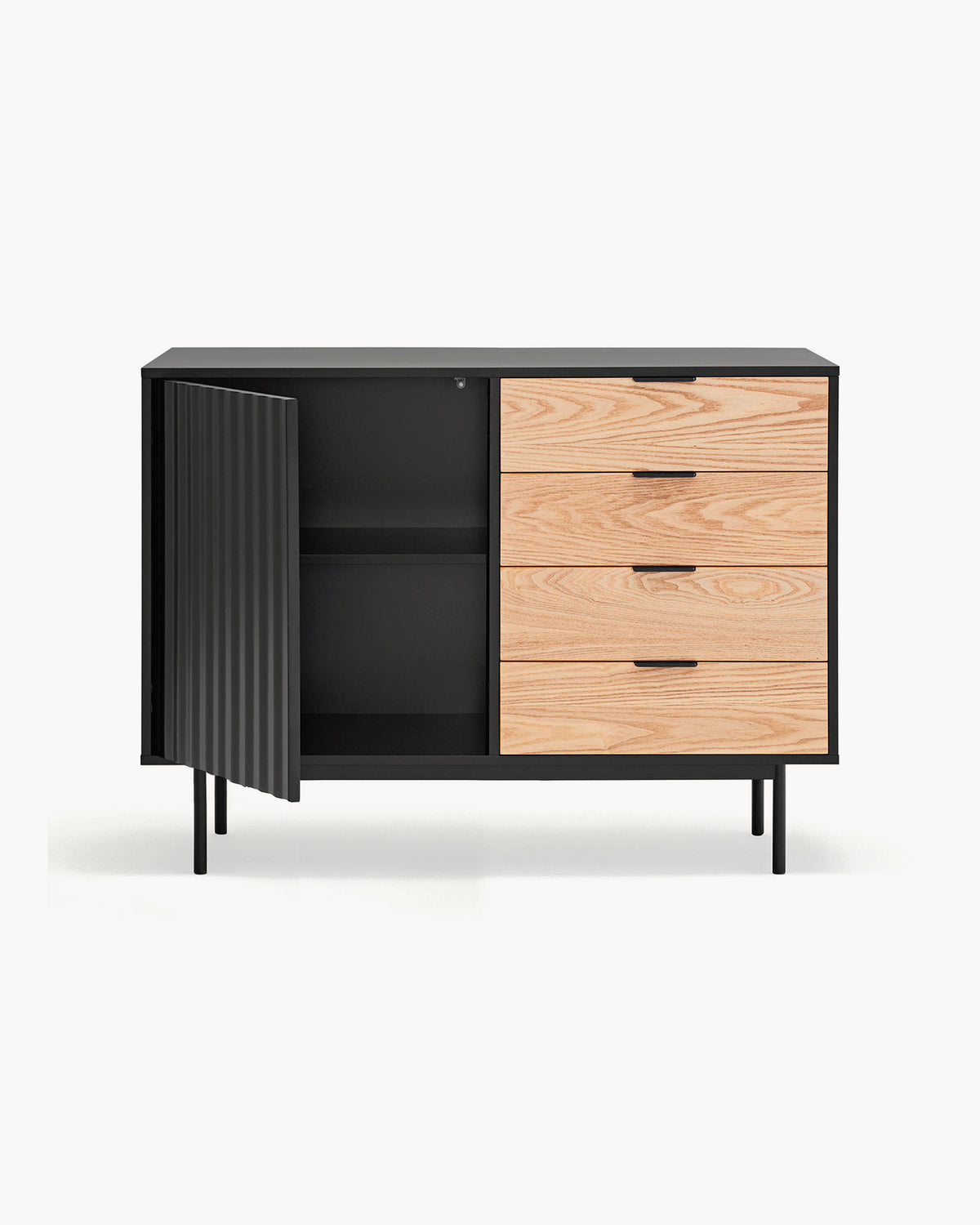 Credenza piccola con cassetti in rovere Sierra