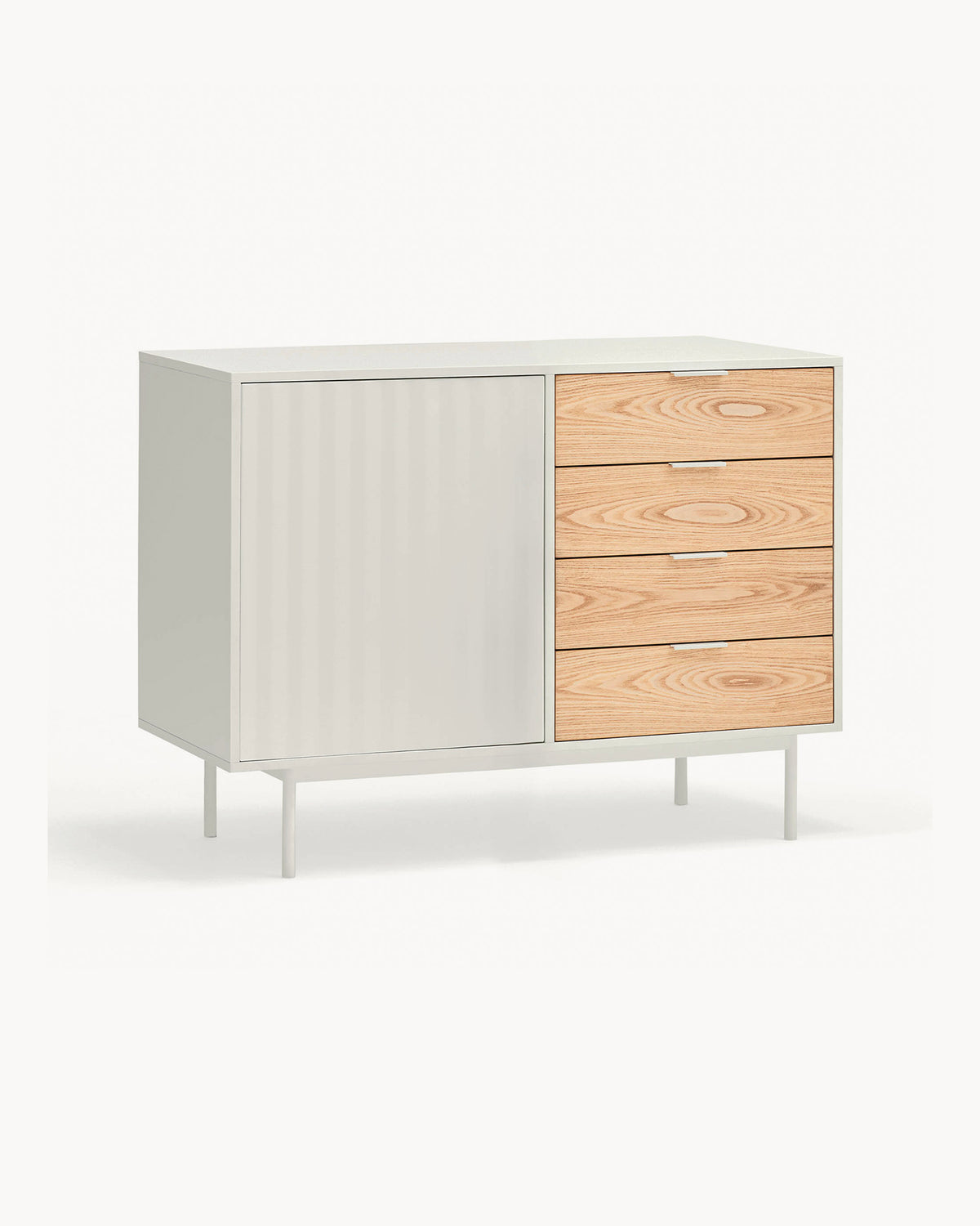 Credenza piccola con cassetti in rovere Sierra