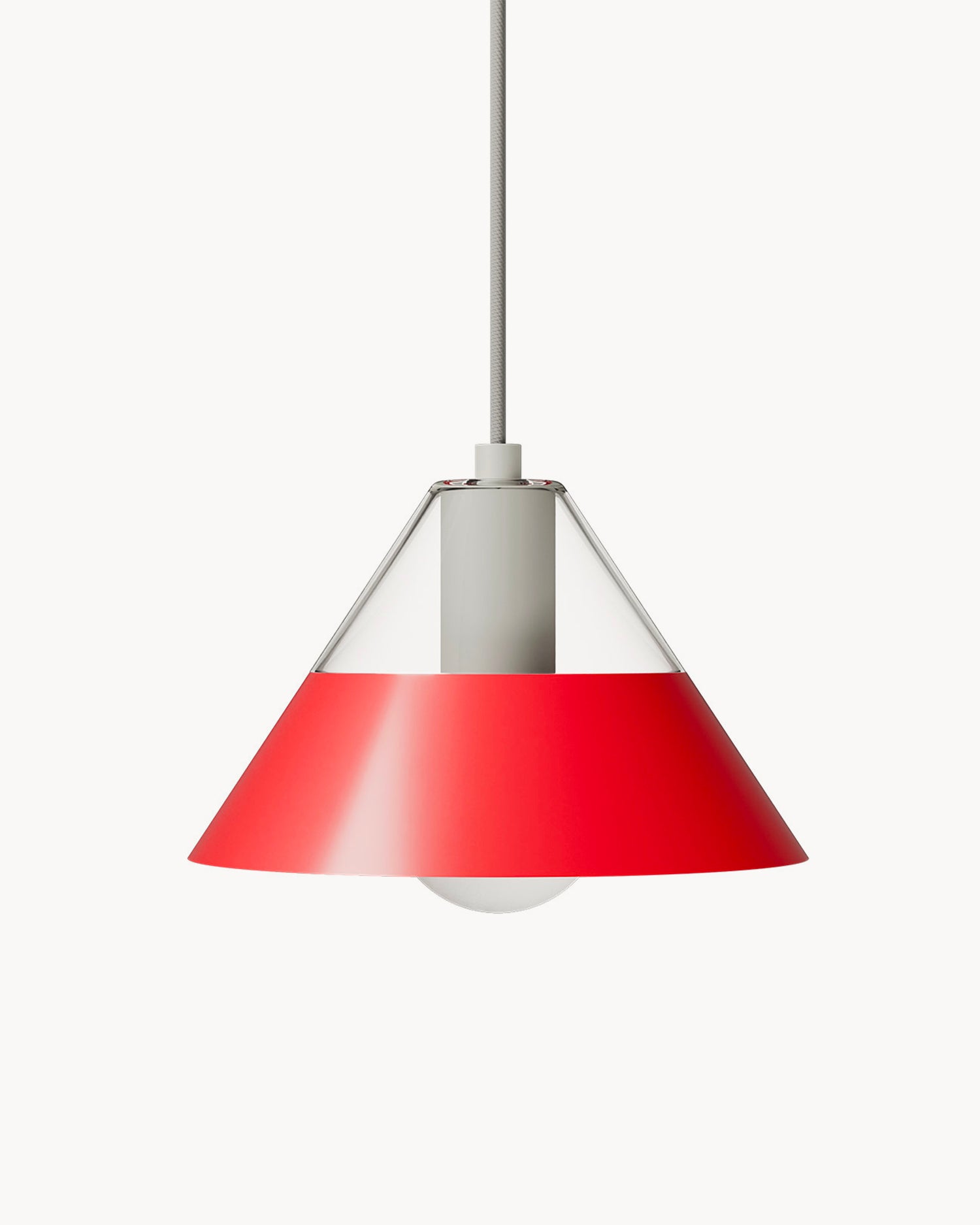 Lampada a sospensione in vetro e acciaio Fifty Fifty