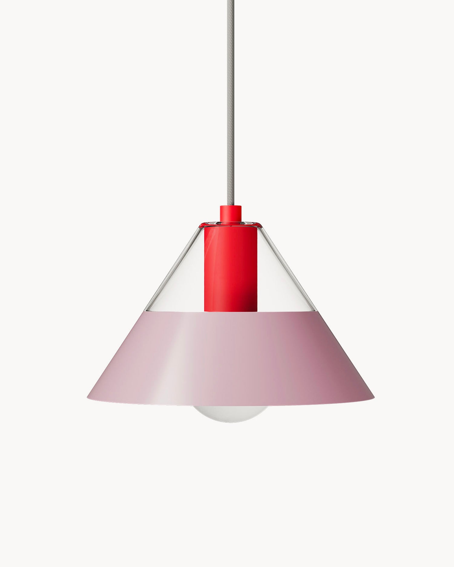 Lampada a sospensione in vetro e acciaio Fifty Fifty