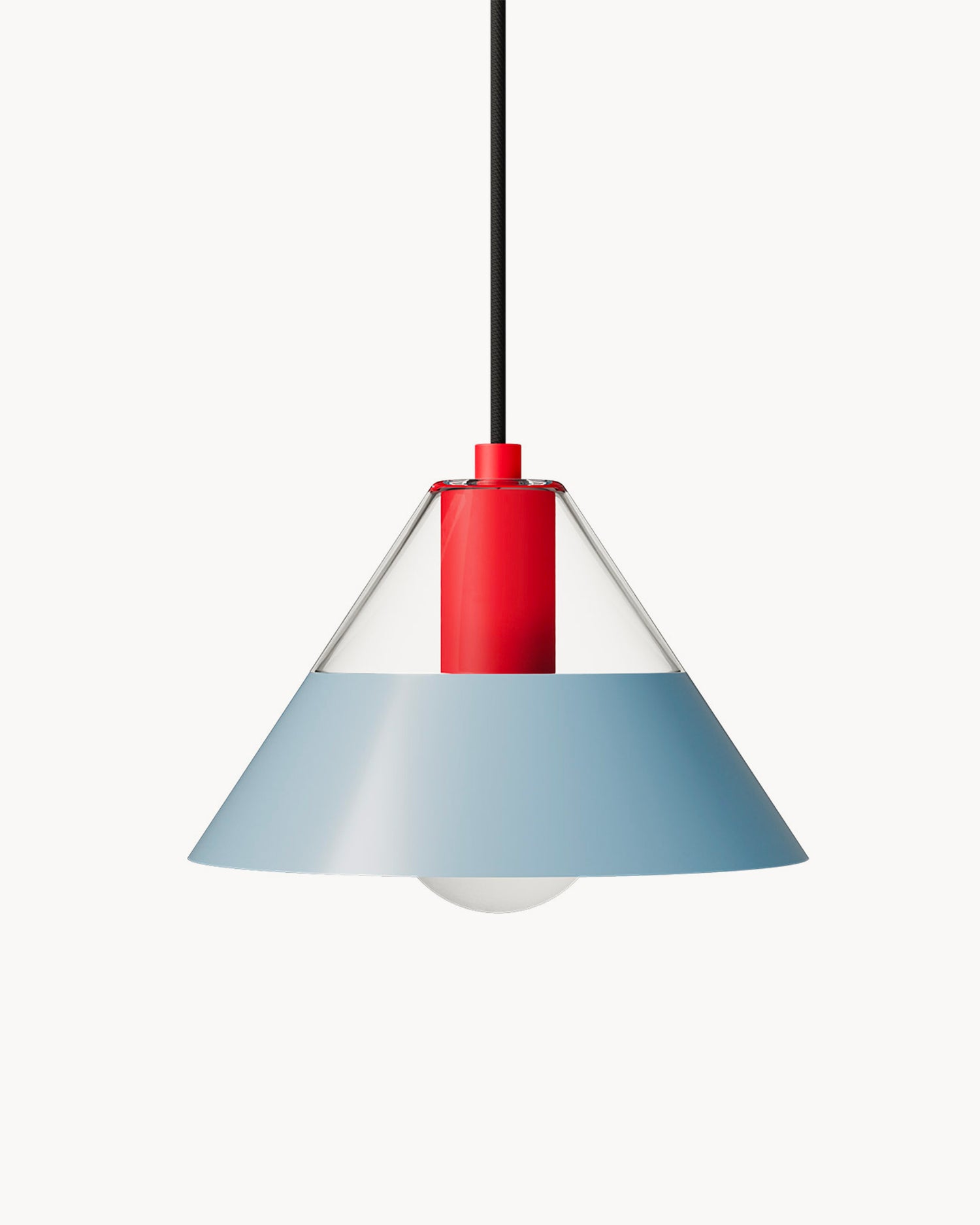 Lampada a sospensione in vetro e acciaio Fifty Fifty