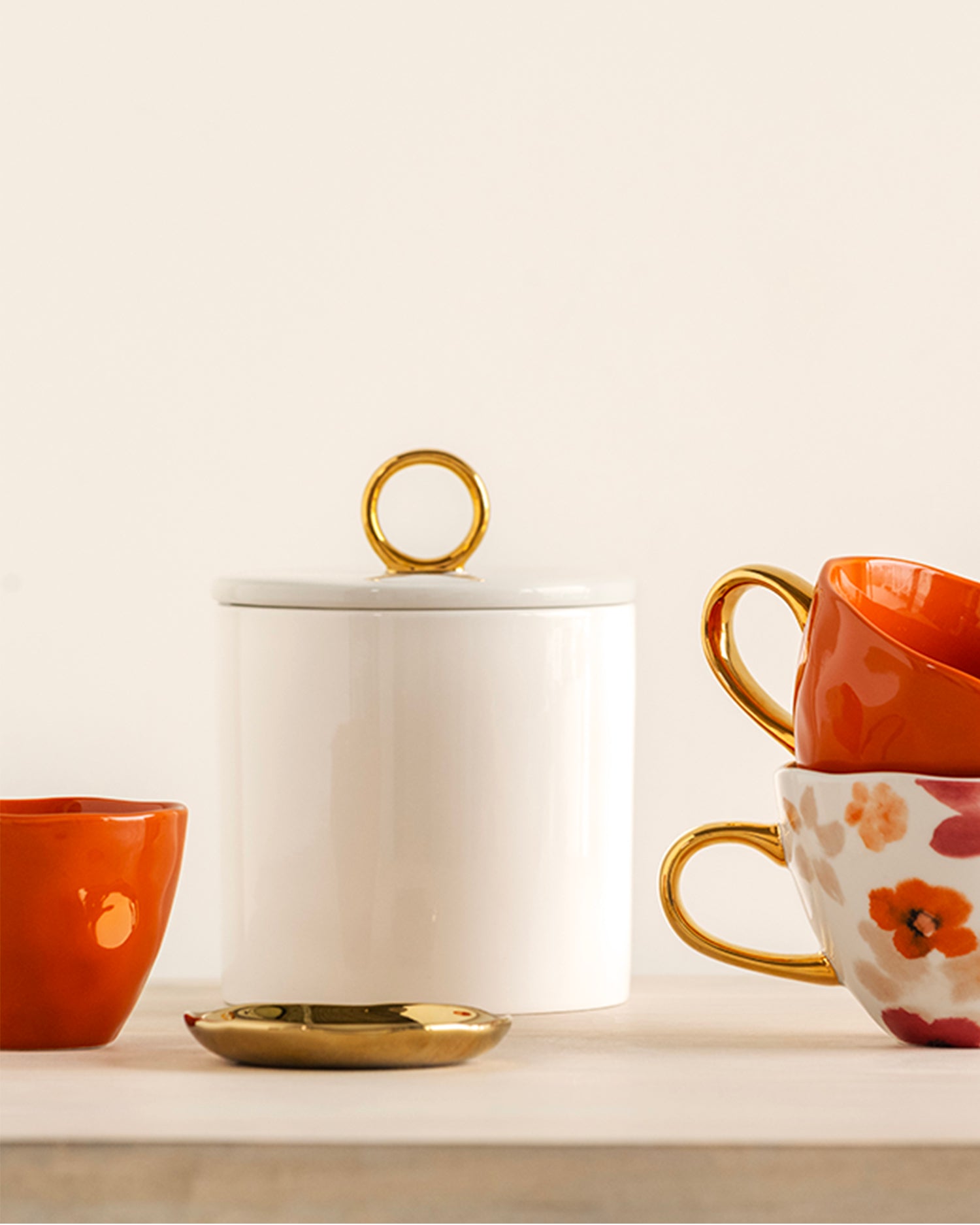 Barattolo in ceramica con dettaglio oro Good Morning