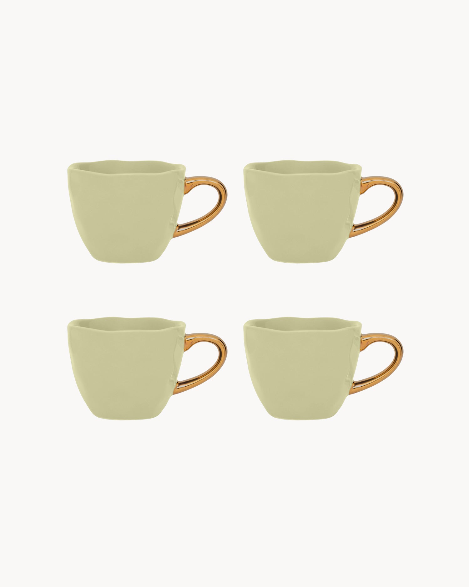Set 4 tazzine in ceramica con manico oro Good Morning
