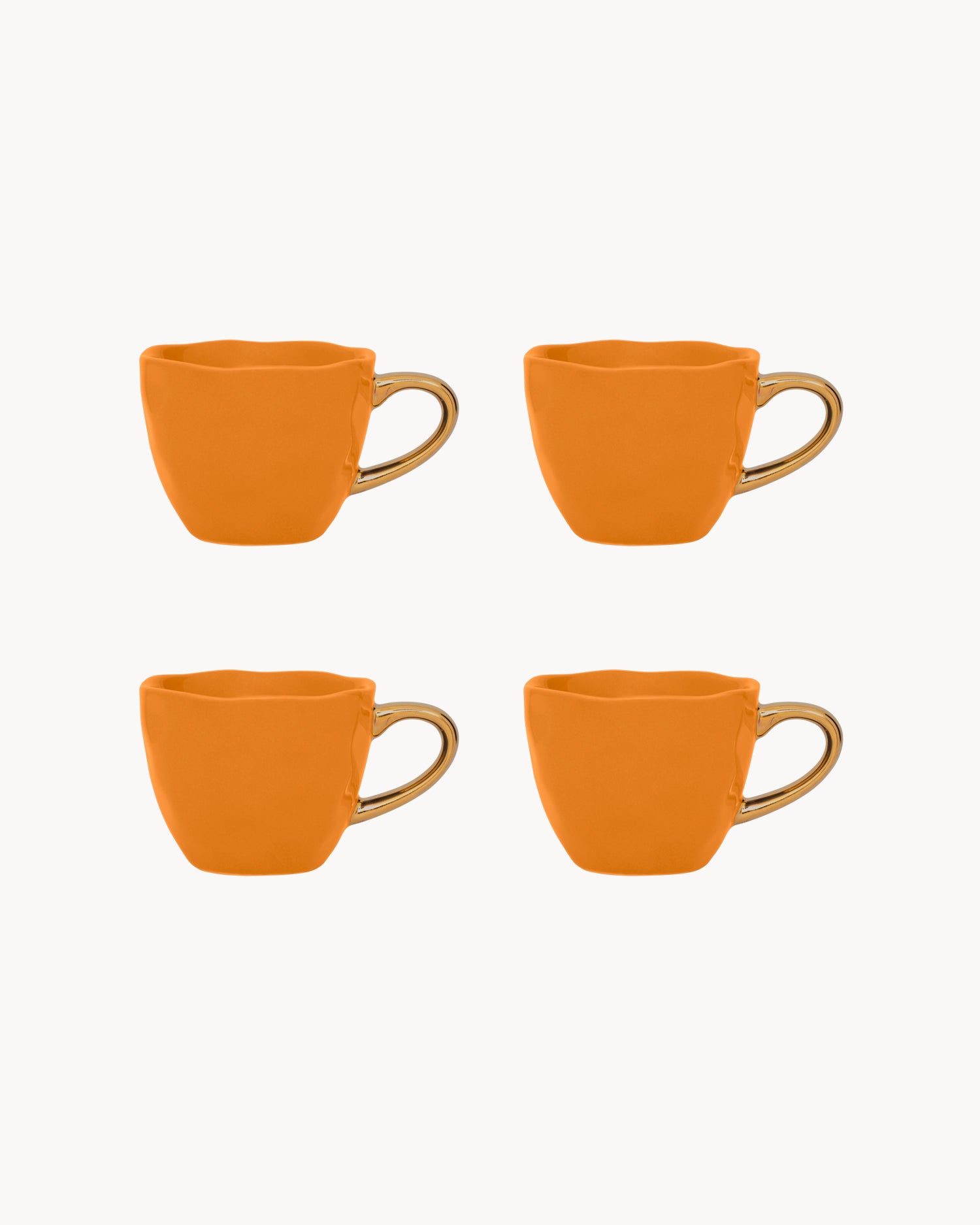 Set 4 tazzine in ceramica con manico oro Good Morning