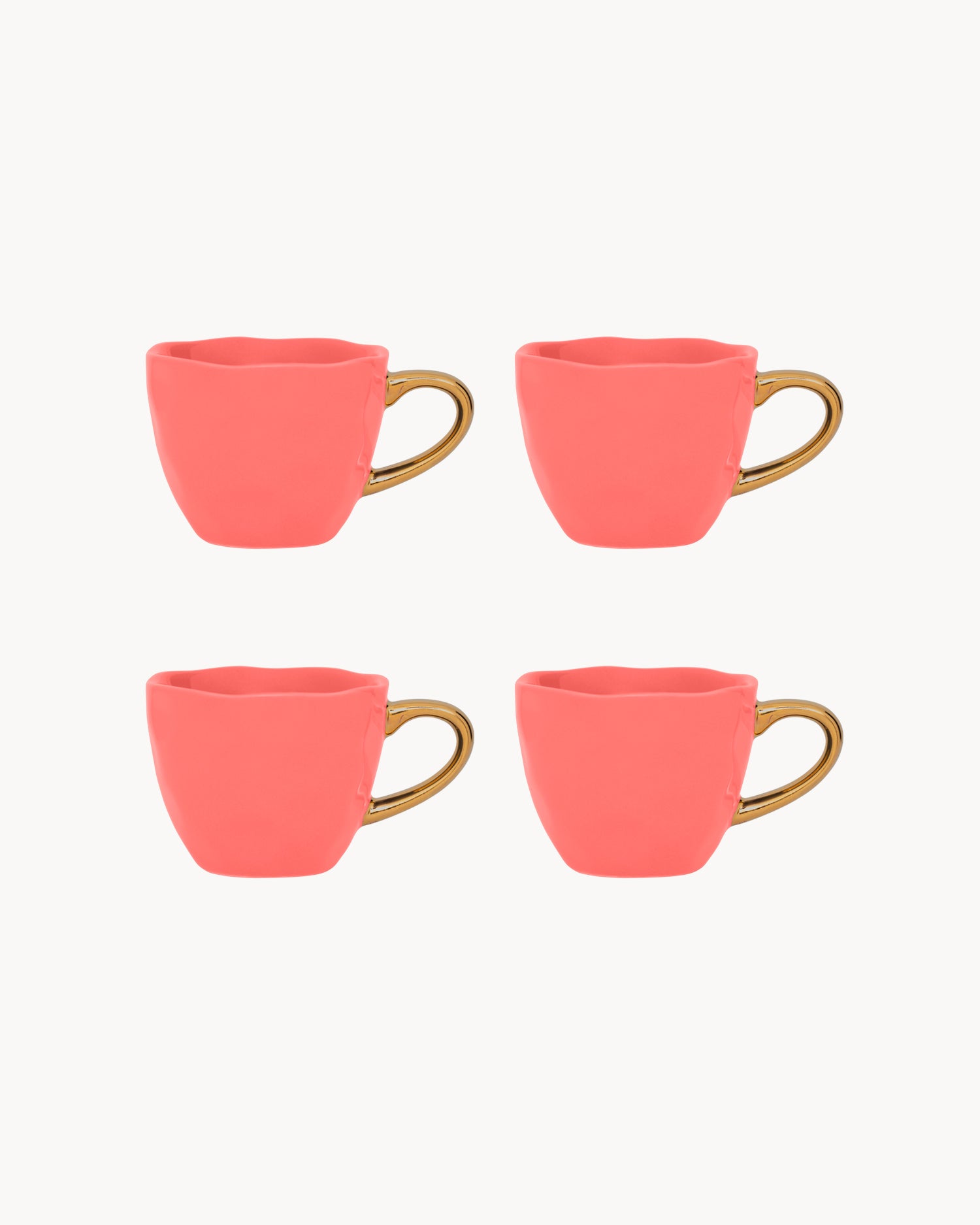 Set 4 tazzine in ceramica con manico oro Good Morning
