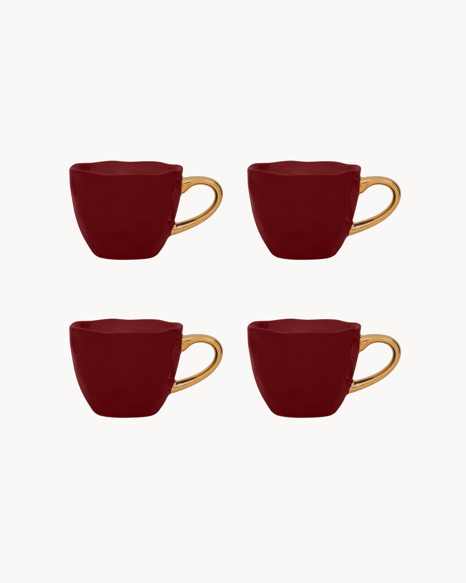 Set 4 tazzine in ceramica con manico oro Good Morning