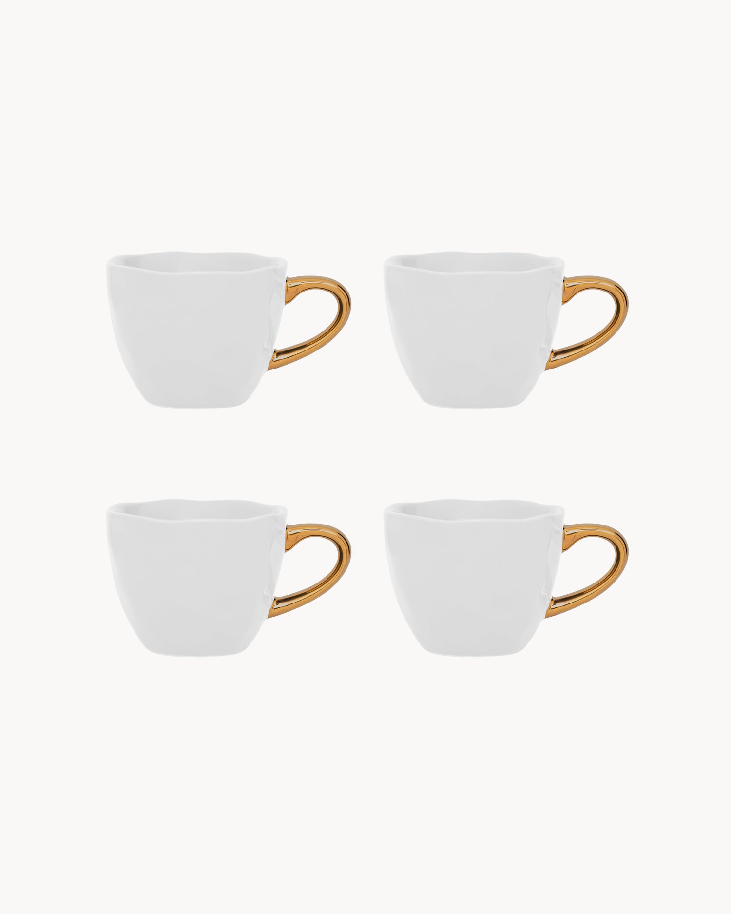 Set 4 tazzine in ceramica con manico oro Good Morning