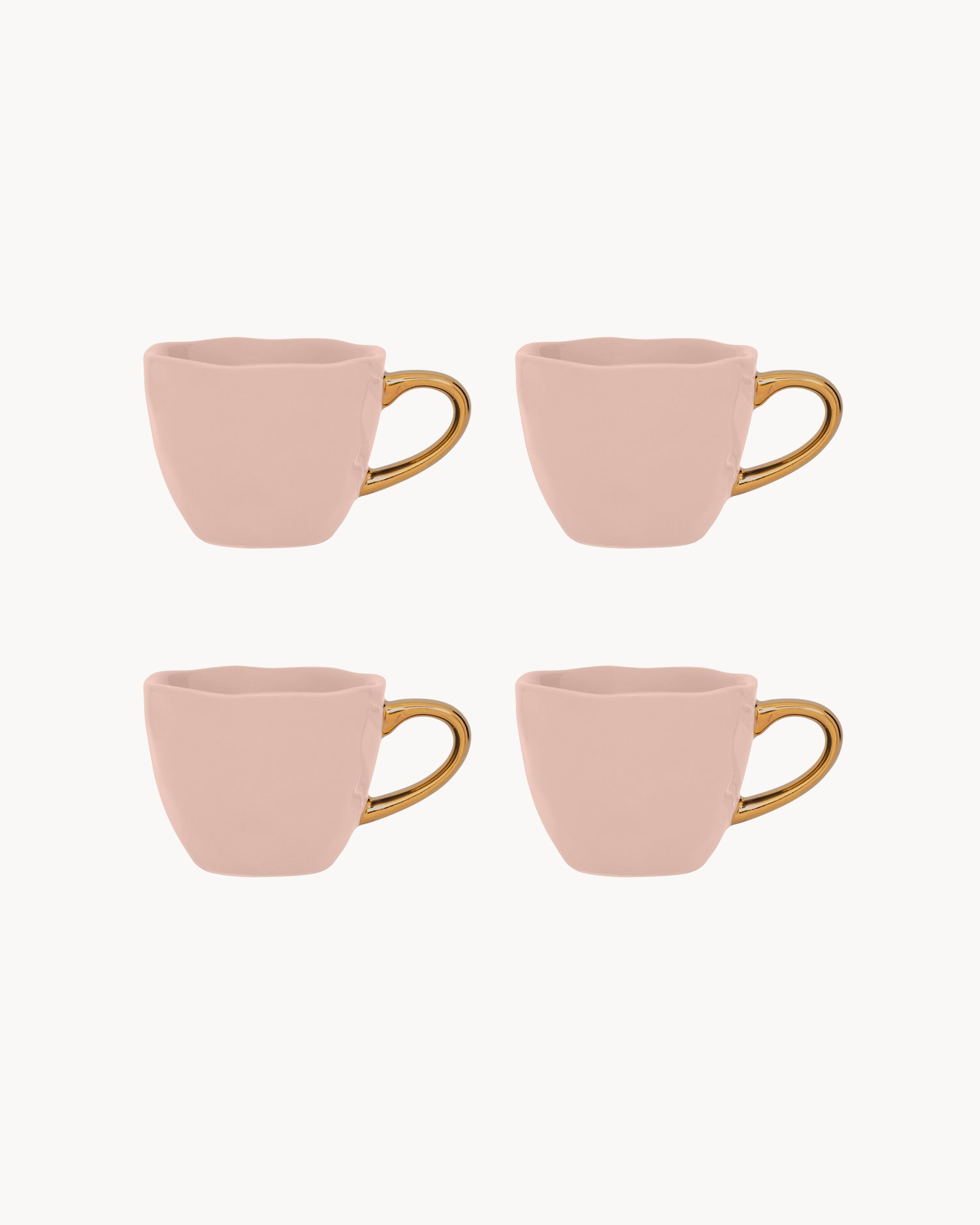 Set 4 tazzine in ceramica con manico oro Good Morning