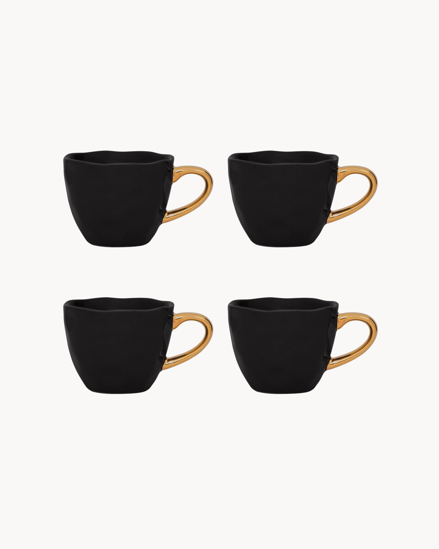 Set 4 tazzine in ceramica con manico oro Good Morning