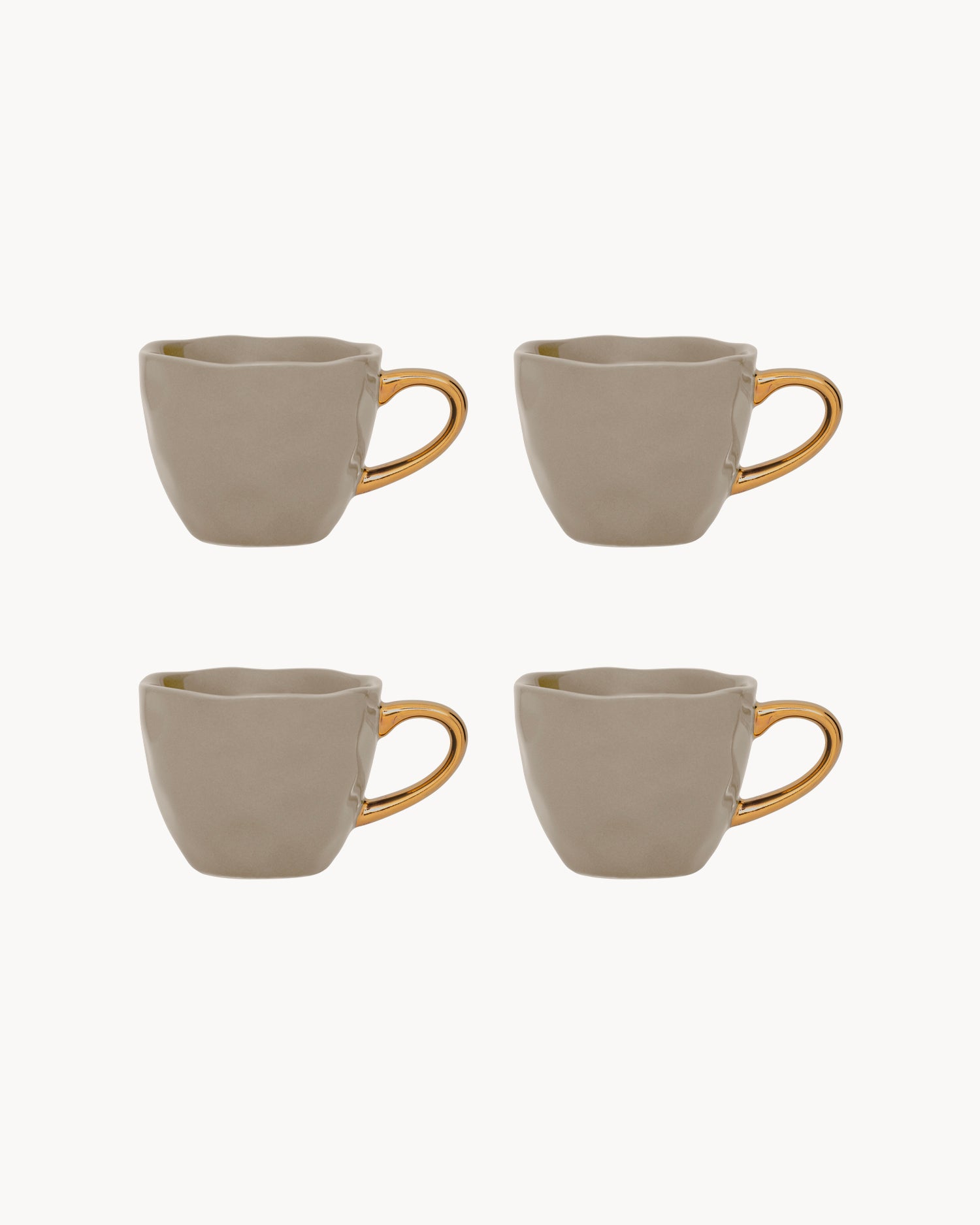 Set 4 tazzine in ceramica con manico oro Good Morning