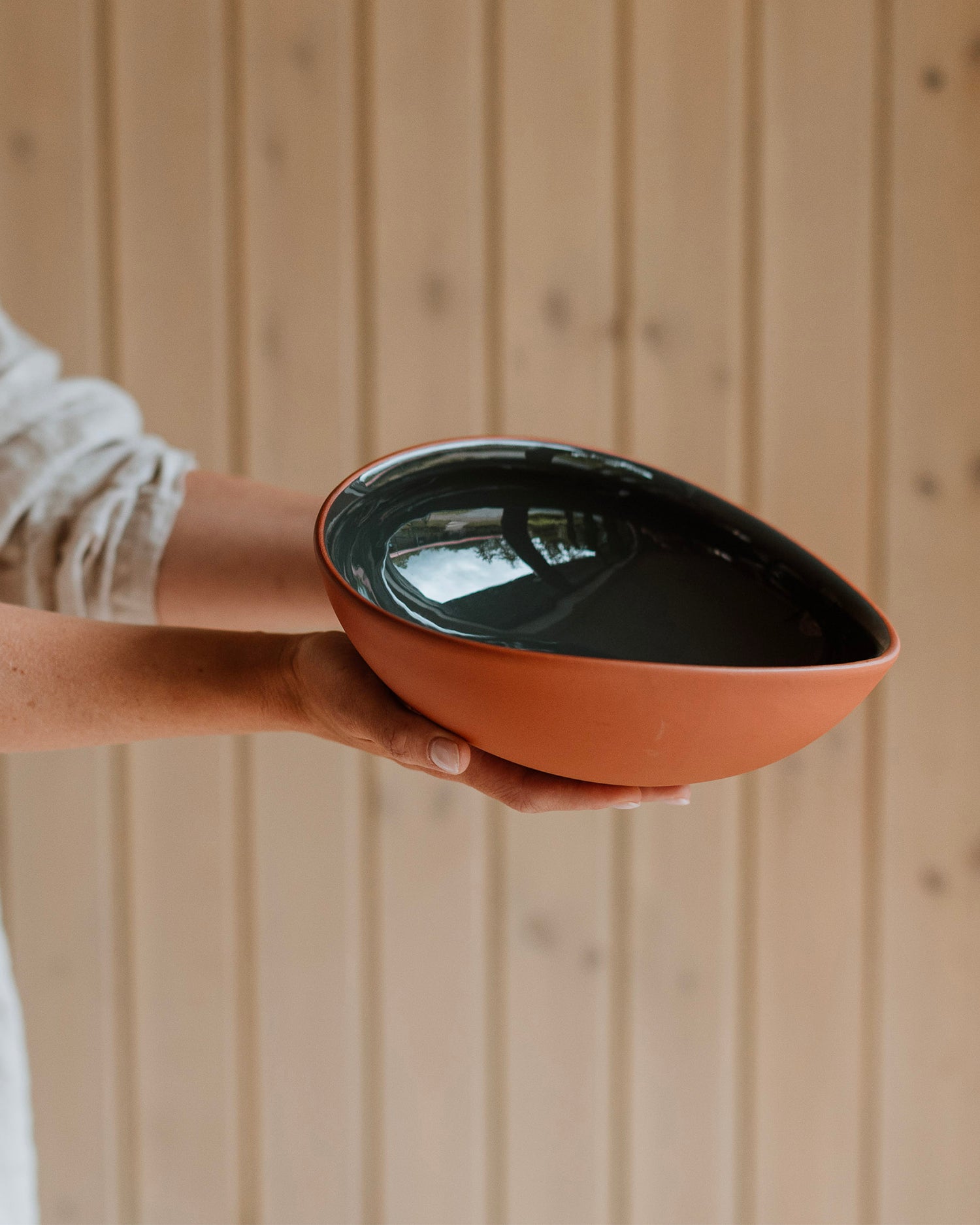 Set 2 bowl curve in terracotta Earth, grigio