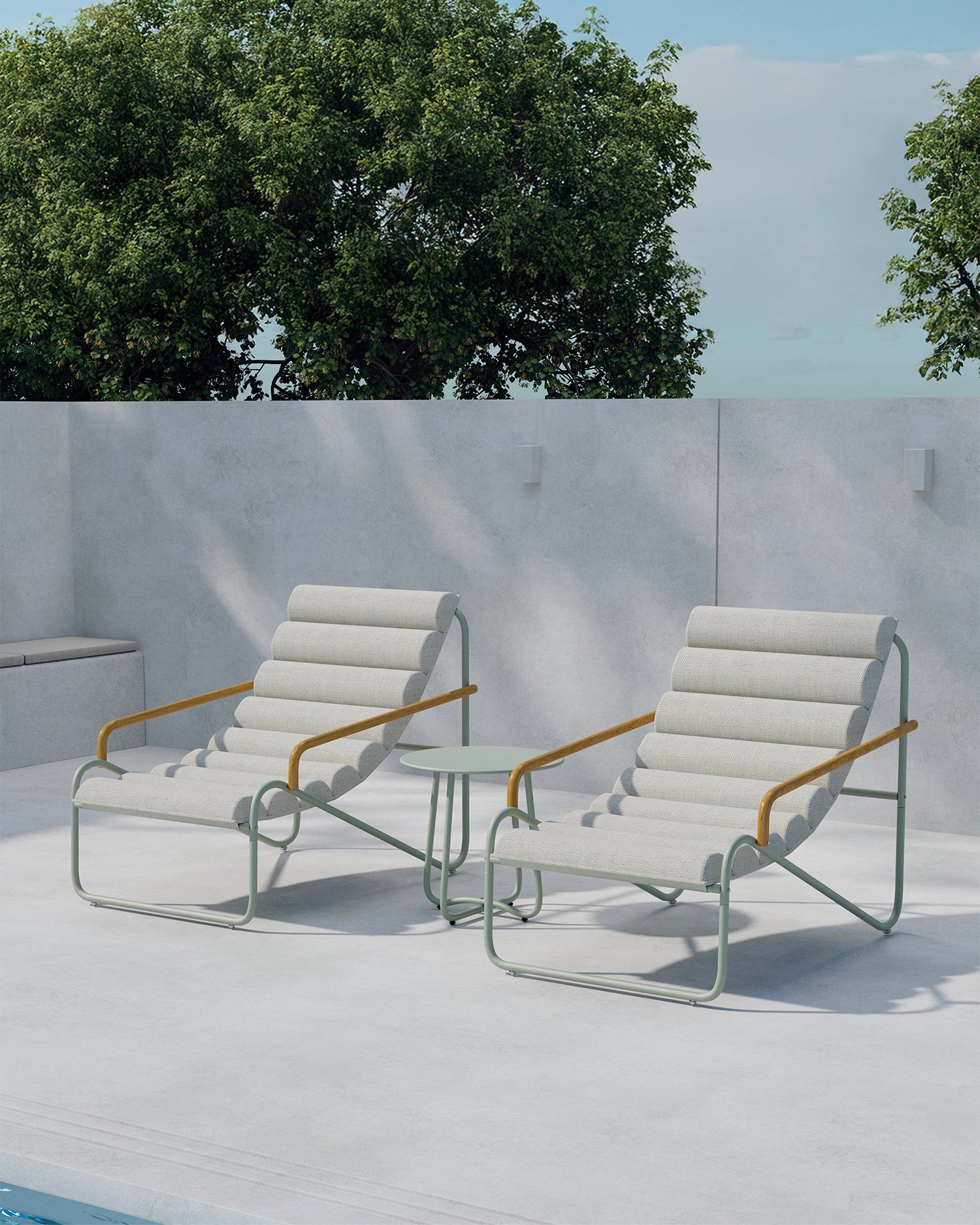 Set 2 poltrone e tavolino da esterno Itha