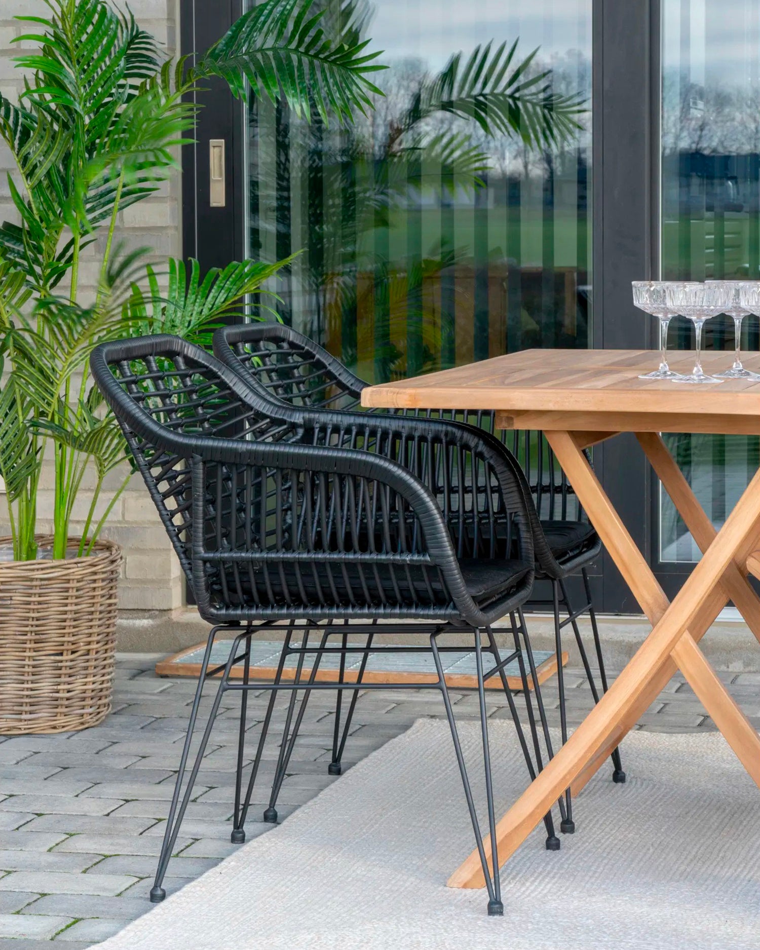 Set 2 sedie da esterno in rattan sintetico Vivienne