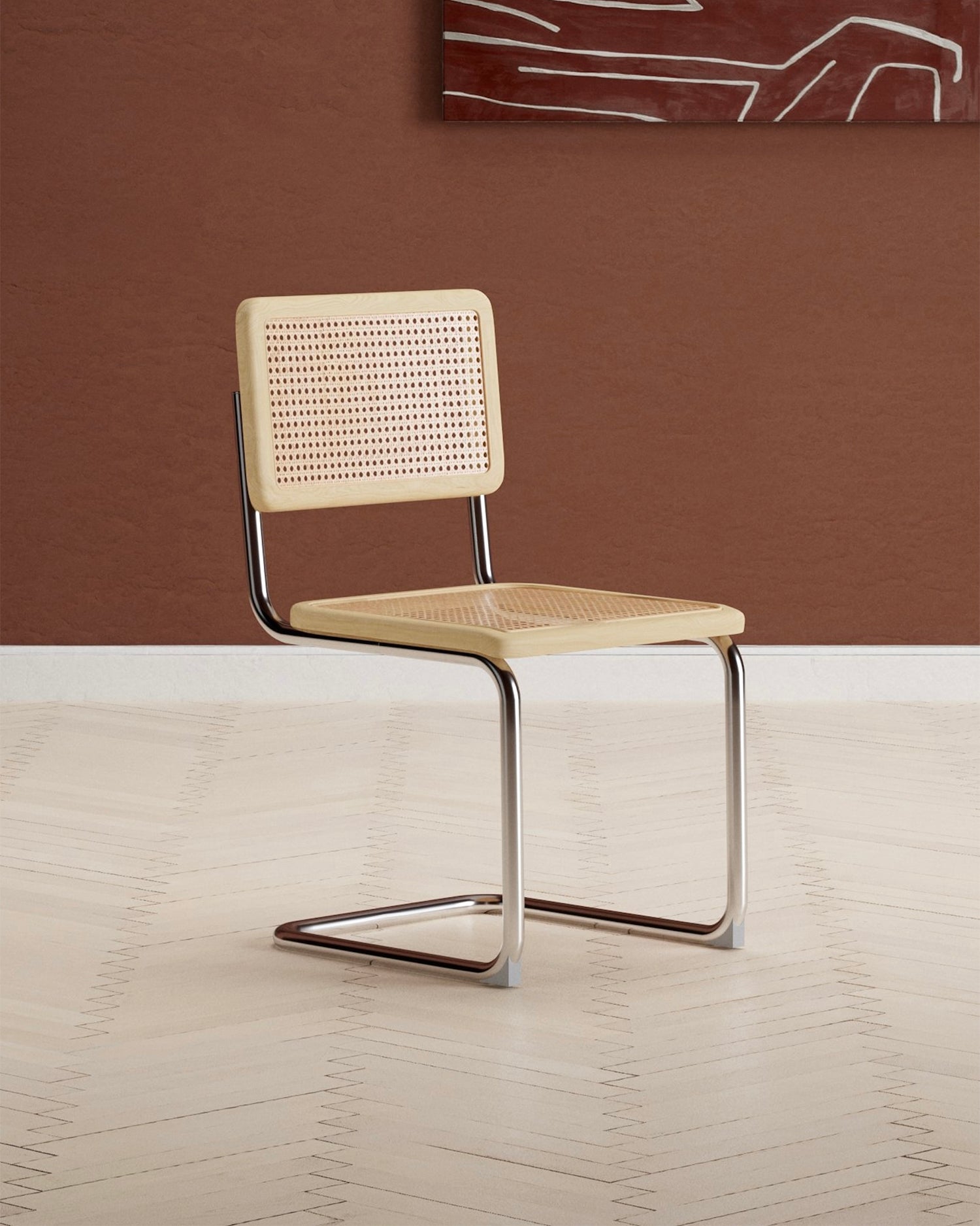 Set 2 sedie da pranzo in rattan con gambe in acciaio Robert