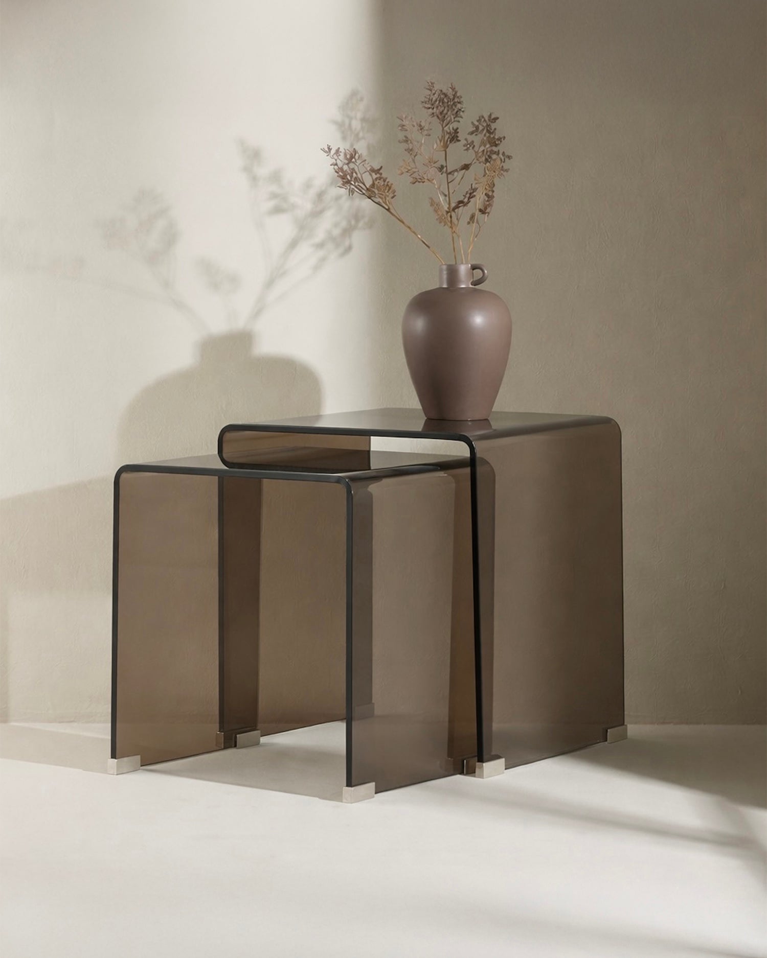 Set 2 tavolini in vetro Telem