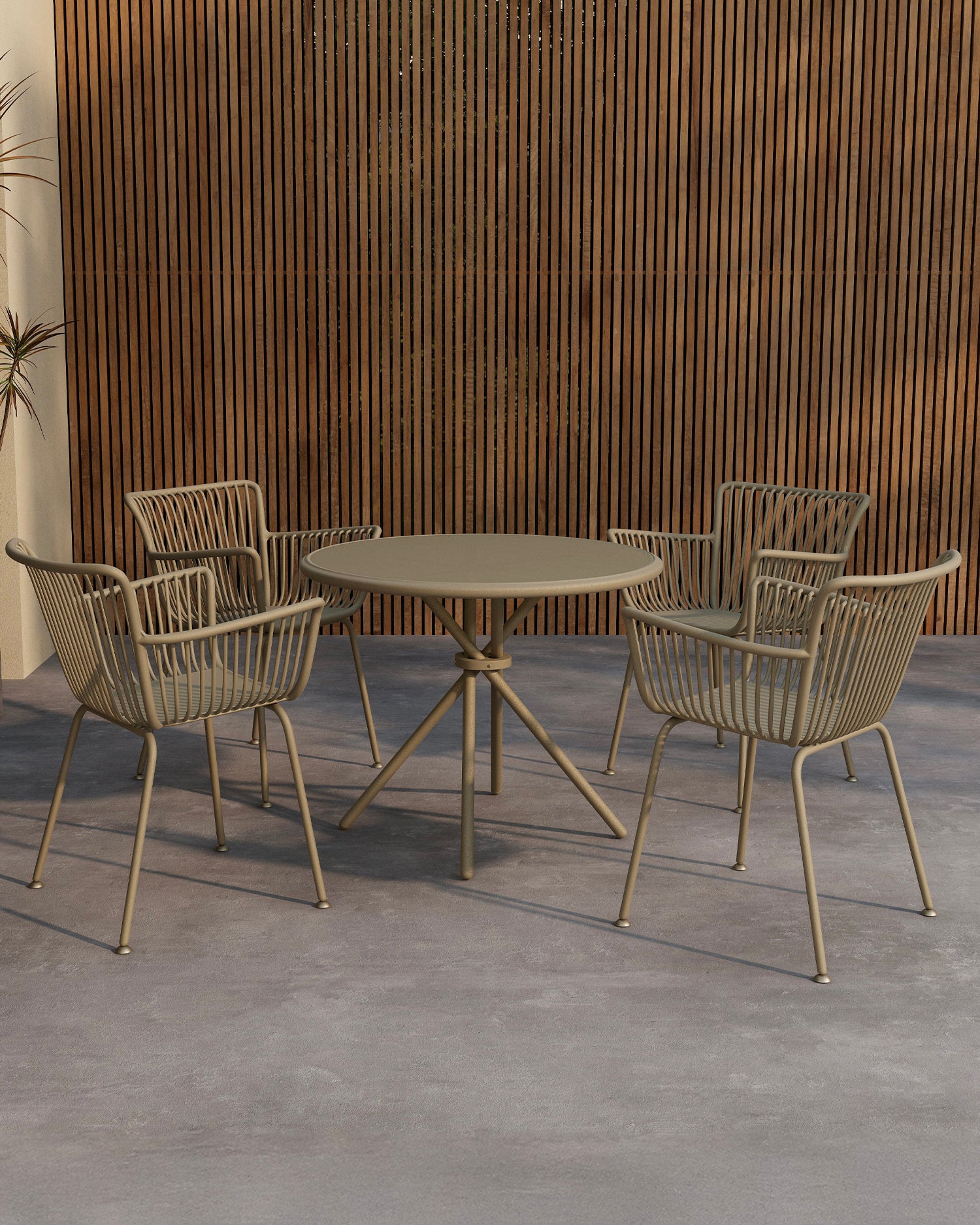 Set 4 sedie e tavolo con top in vetro da esterno Sifnos