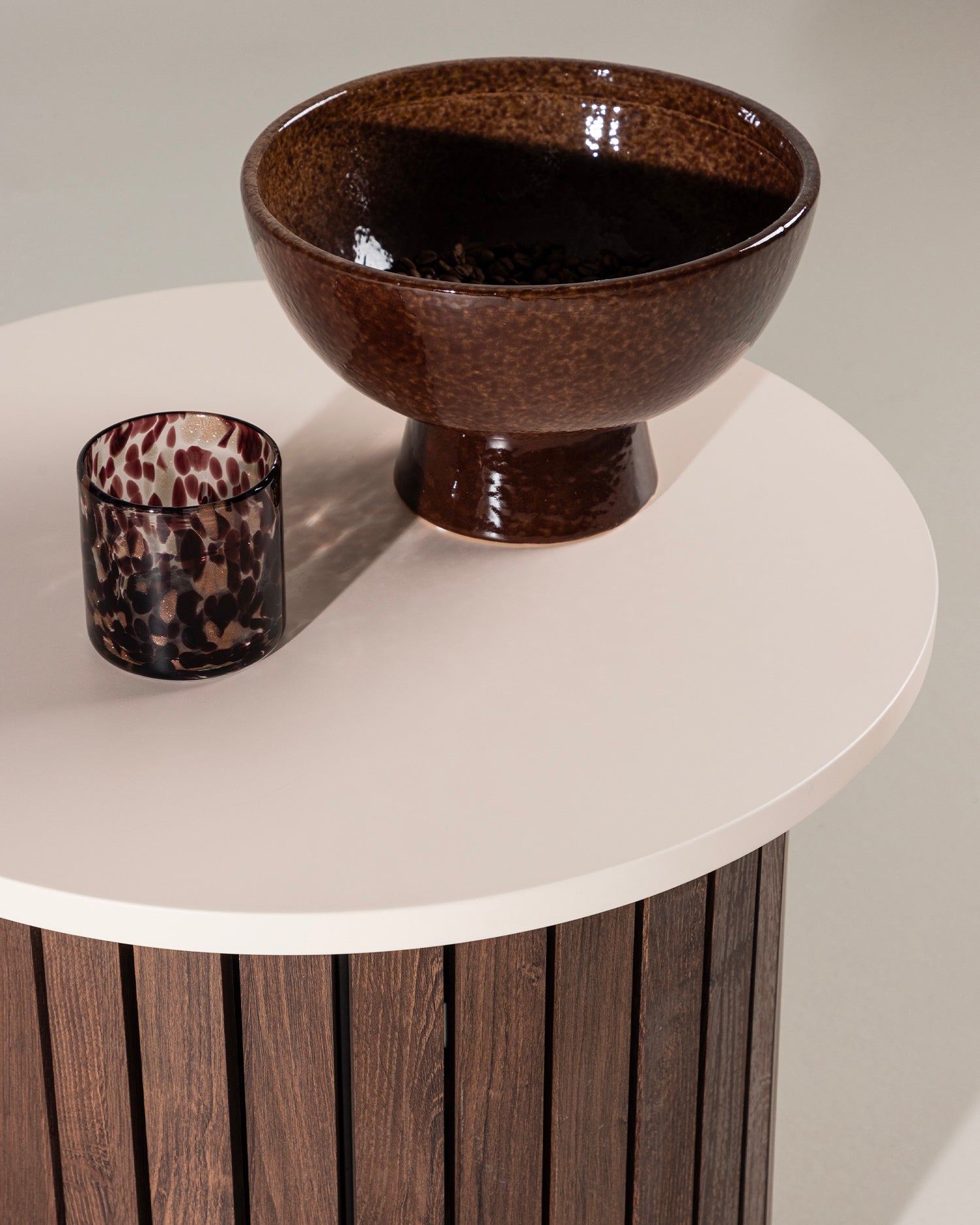 Tavolino rotondo con base effetto legno Visingsö - Mdf