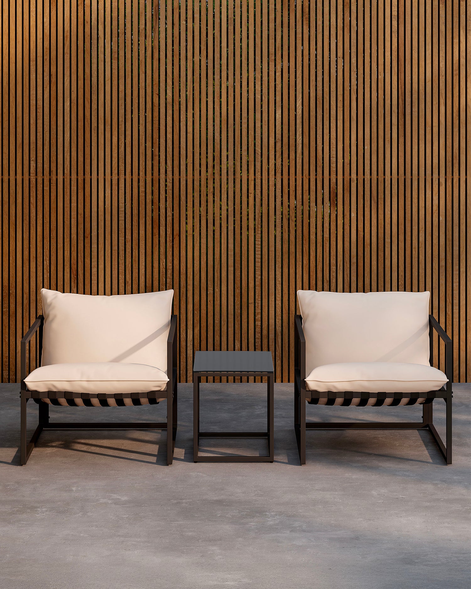 Set 2 poltrone e tavolino da esterno Kass