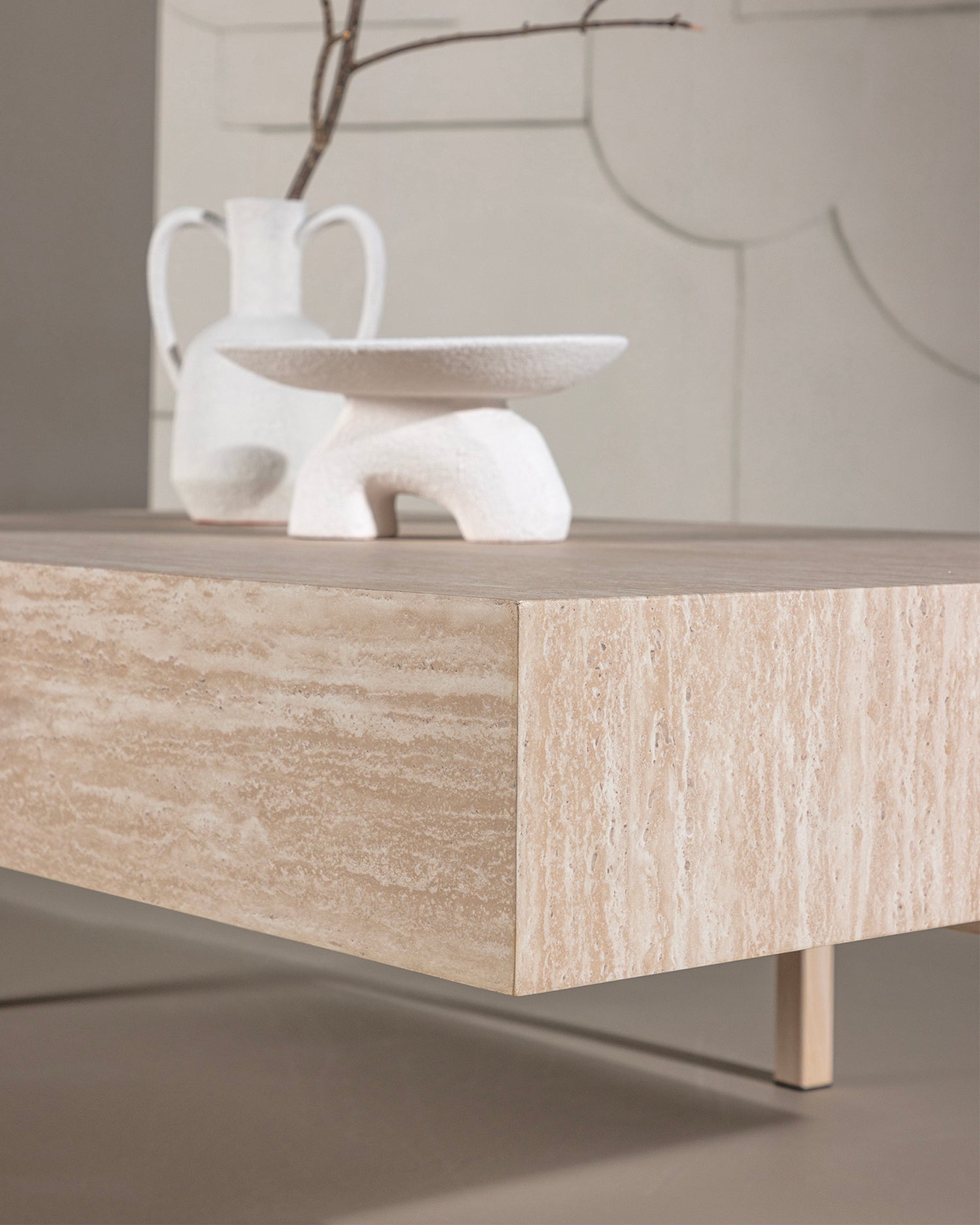 Tavolino da salotto effetto pietra Vadholmen - Mdf/Acciaio