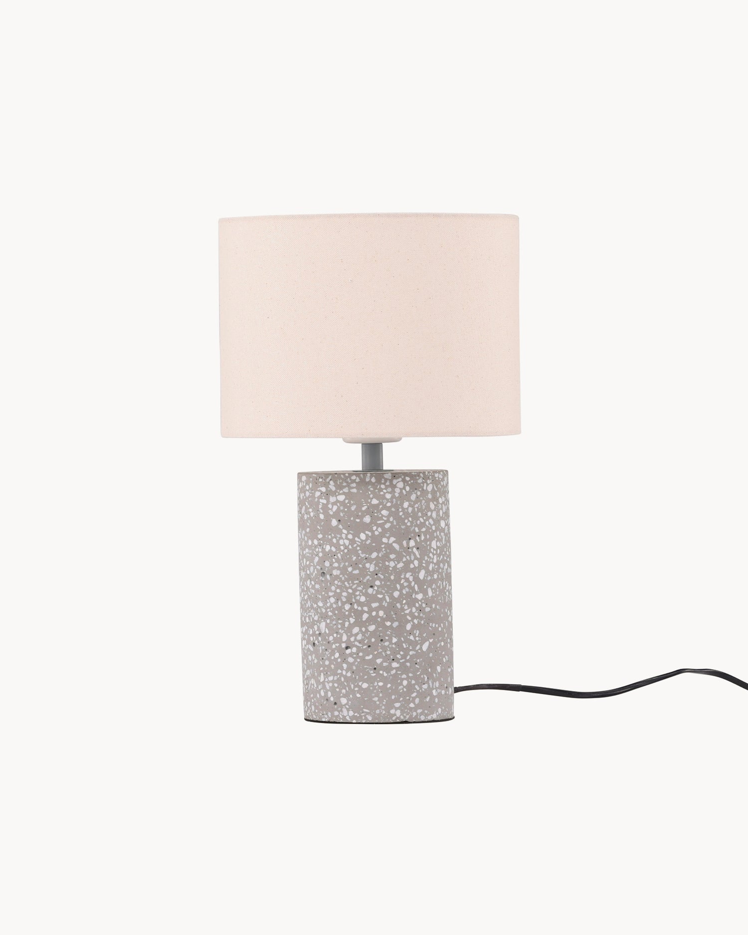 Lampada da tavolo con base terrazzo e paralume in tessuto Dijon