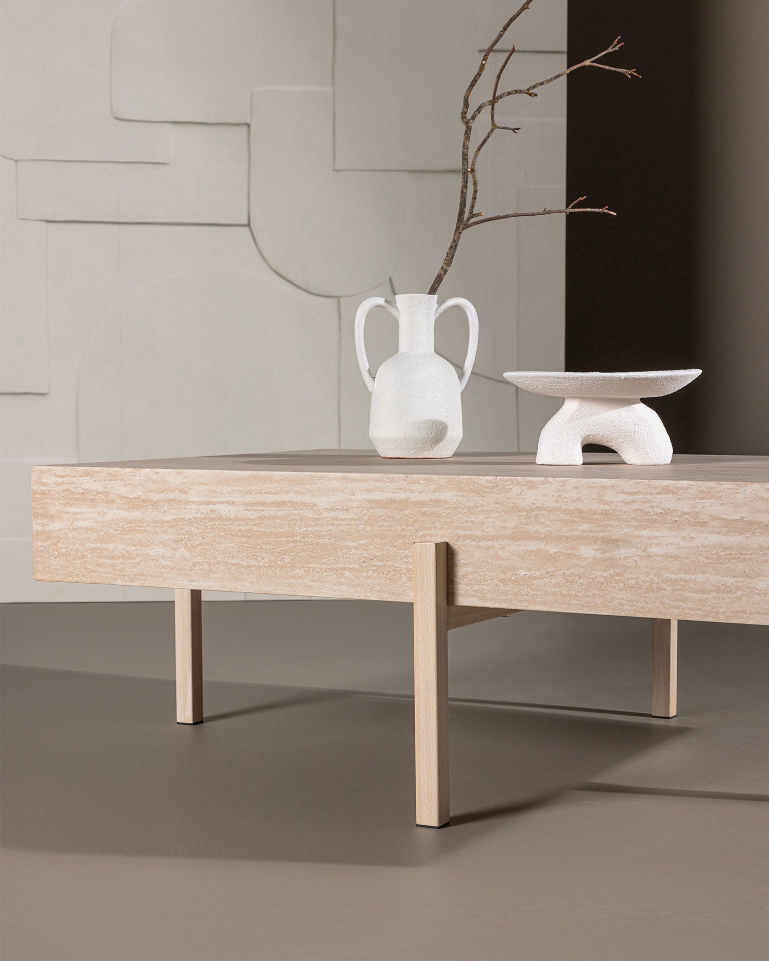Tavolino da salotto effetto pietra Vadholmen - Mdf/Acciaio