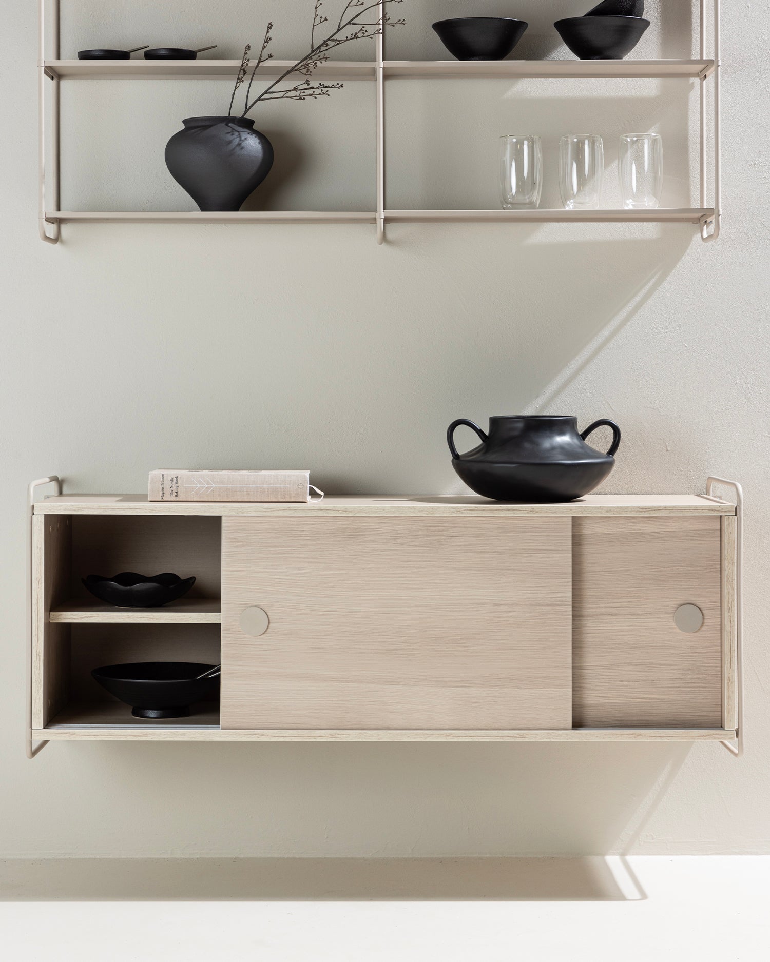 Credenza da parete in legno e acciaio Paris