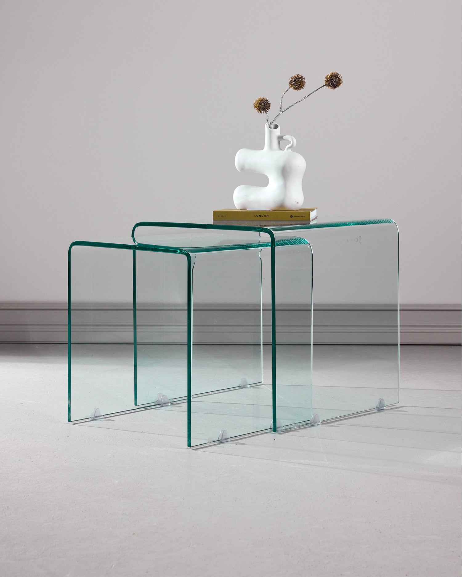 Set 2 tavolini in vetro Telem