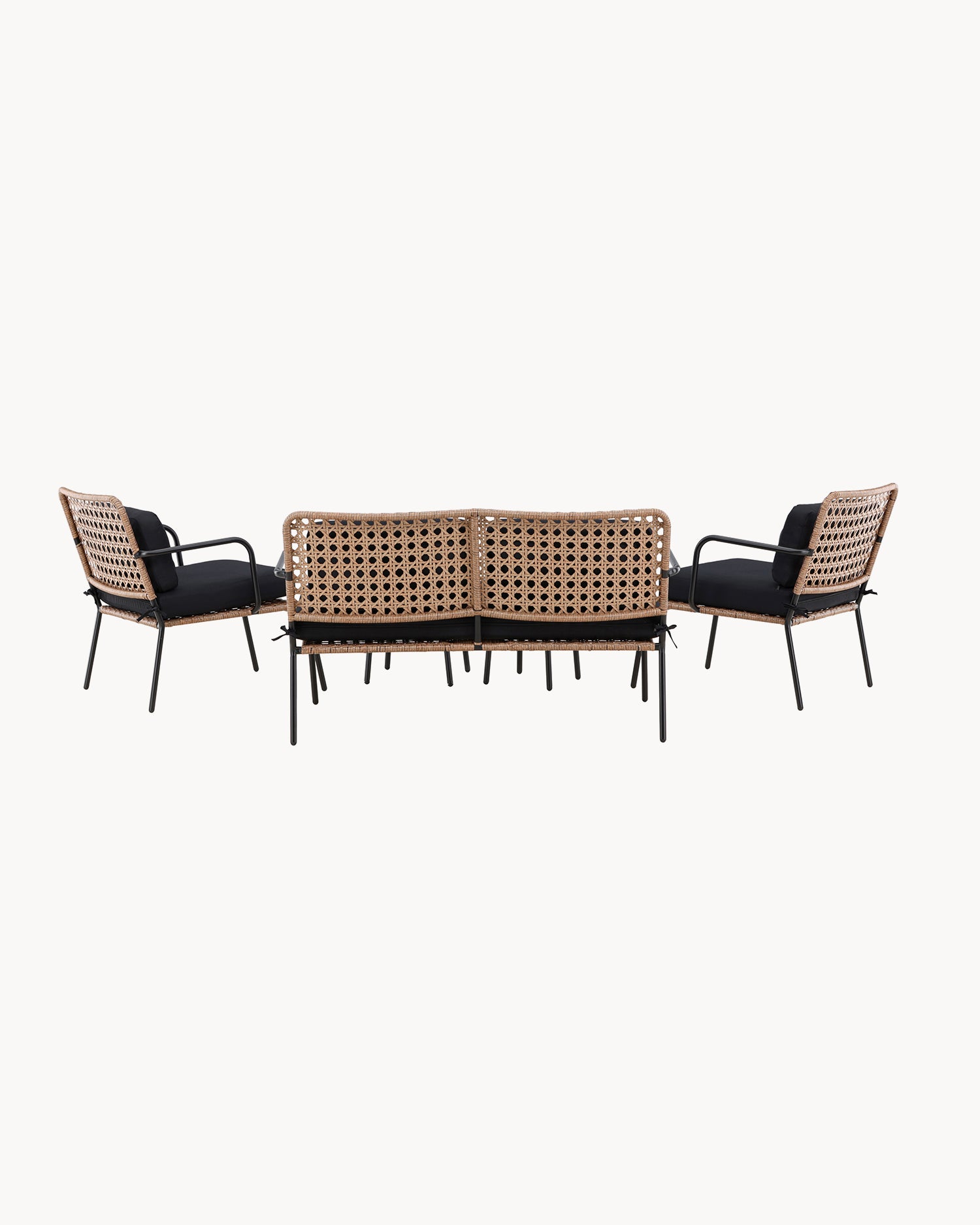 Salotto da esterno Paula - Acciaio/Rattan/Tessuto