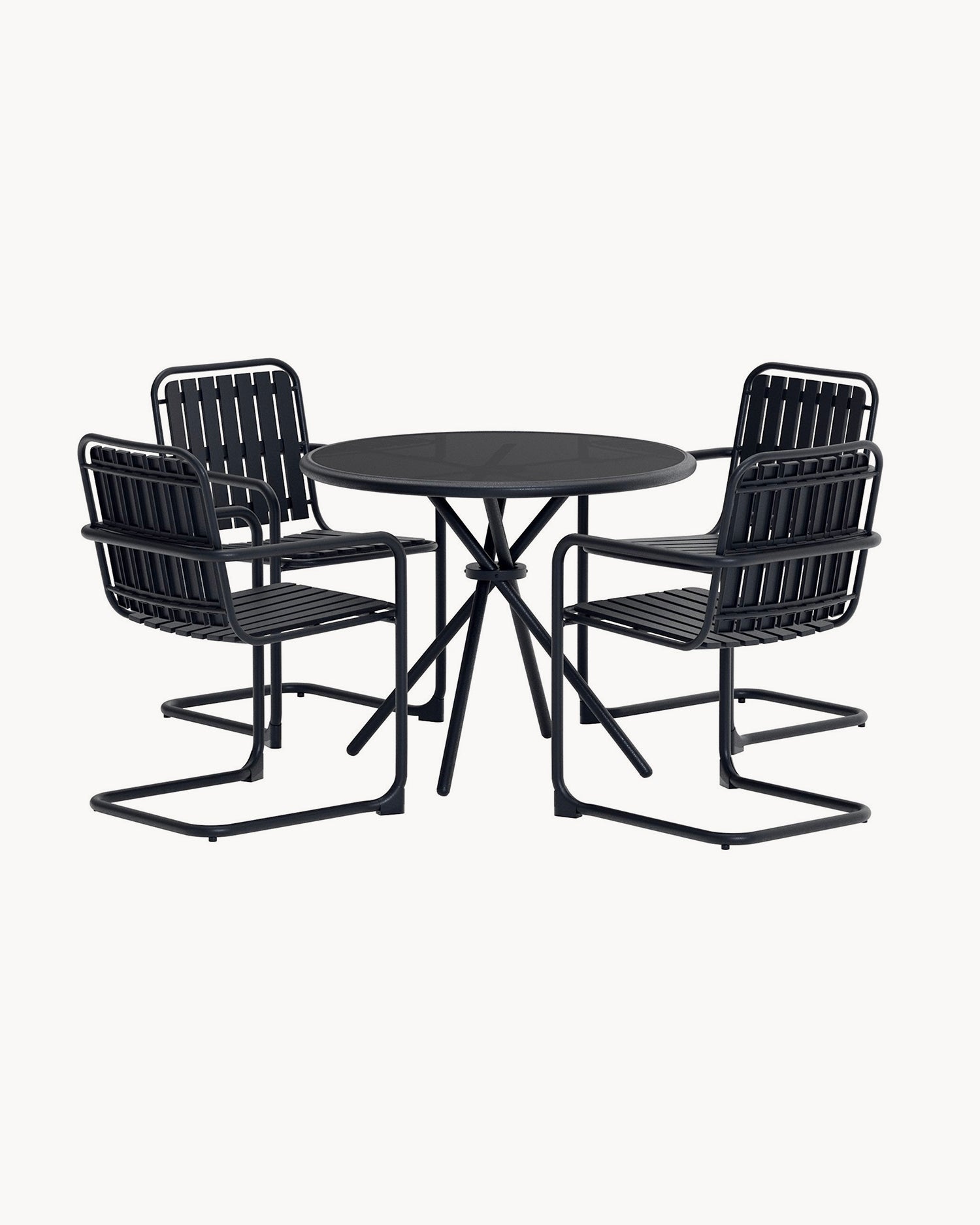 Set 4 sedie e tavolo con top in vetro da esterno Chios