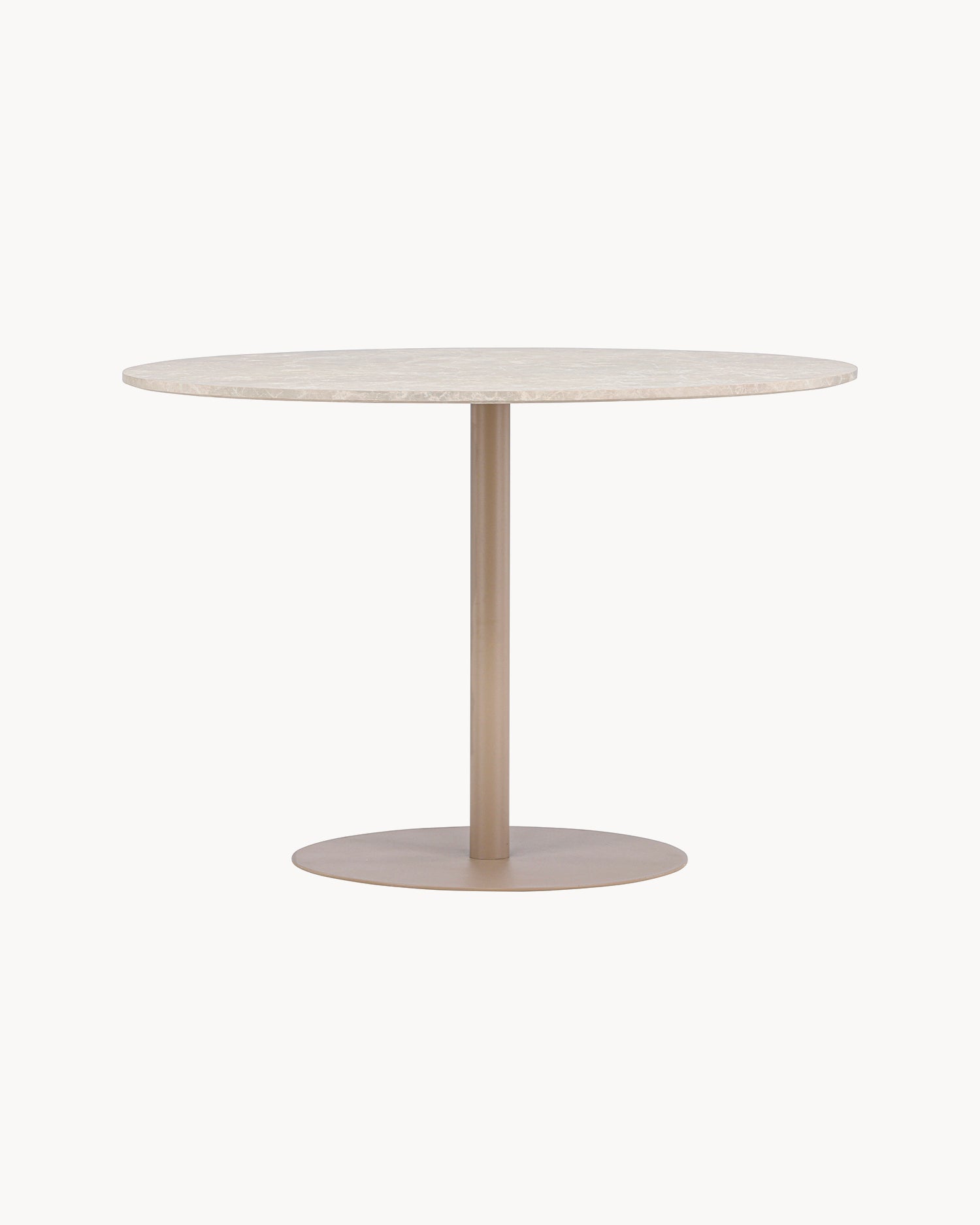 Tavolo da pranzo rotondo con piano effetto marmo Lycke
