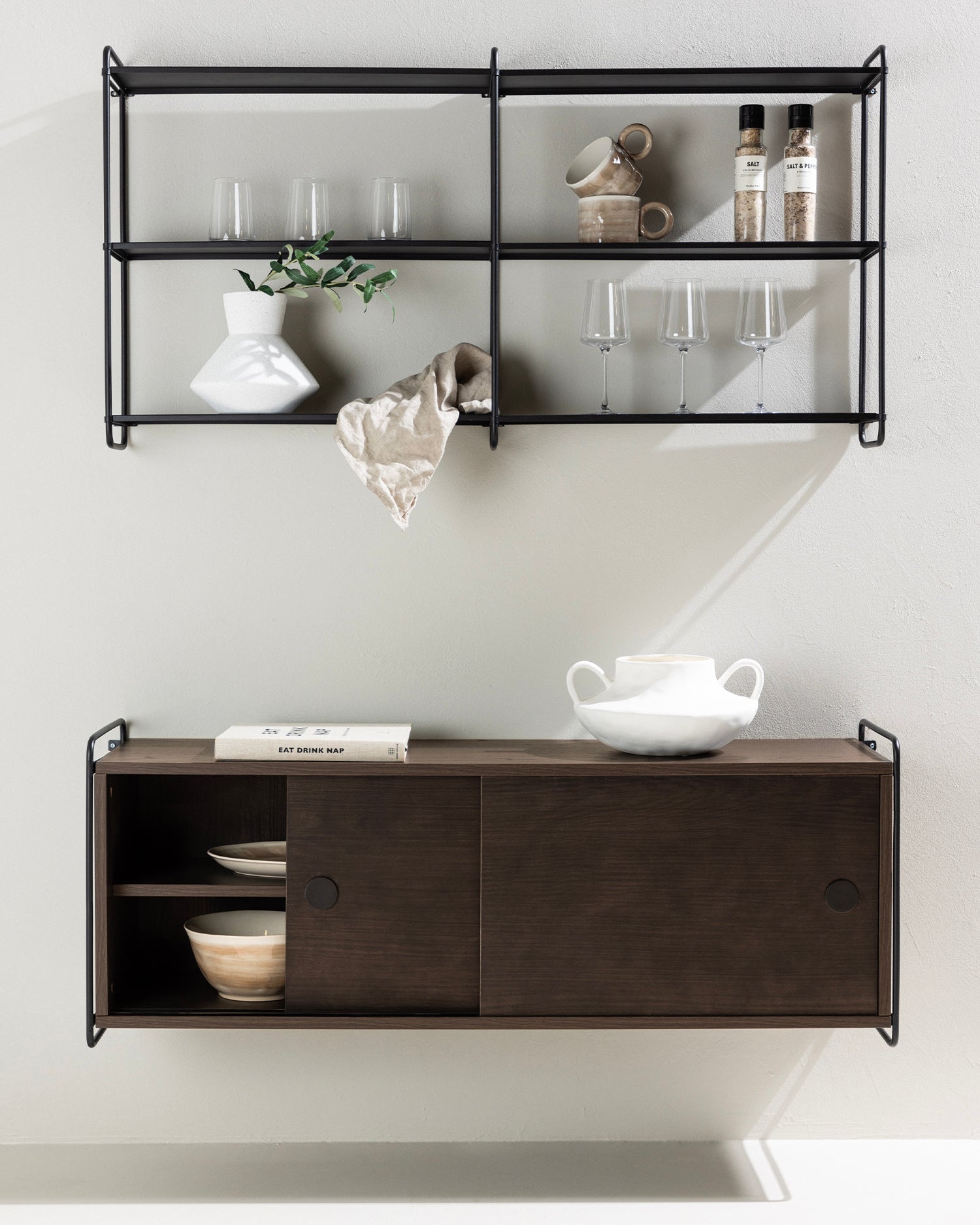 Credenza da parete in legno e acciaio Paris