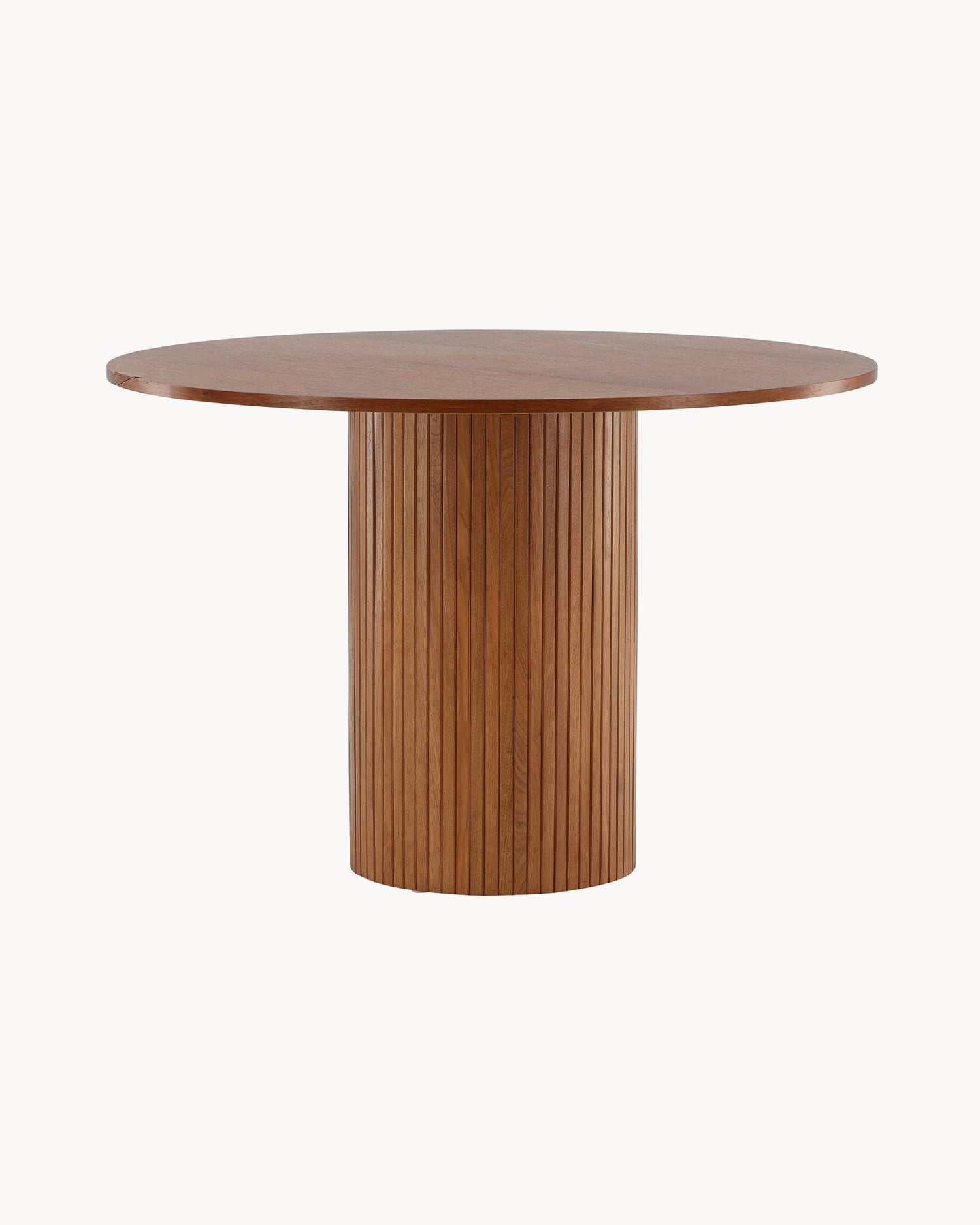 Tavolo da pranzo rotondo con base scanalata Bianca