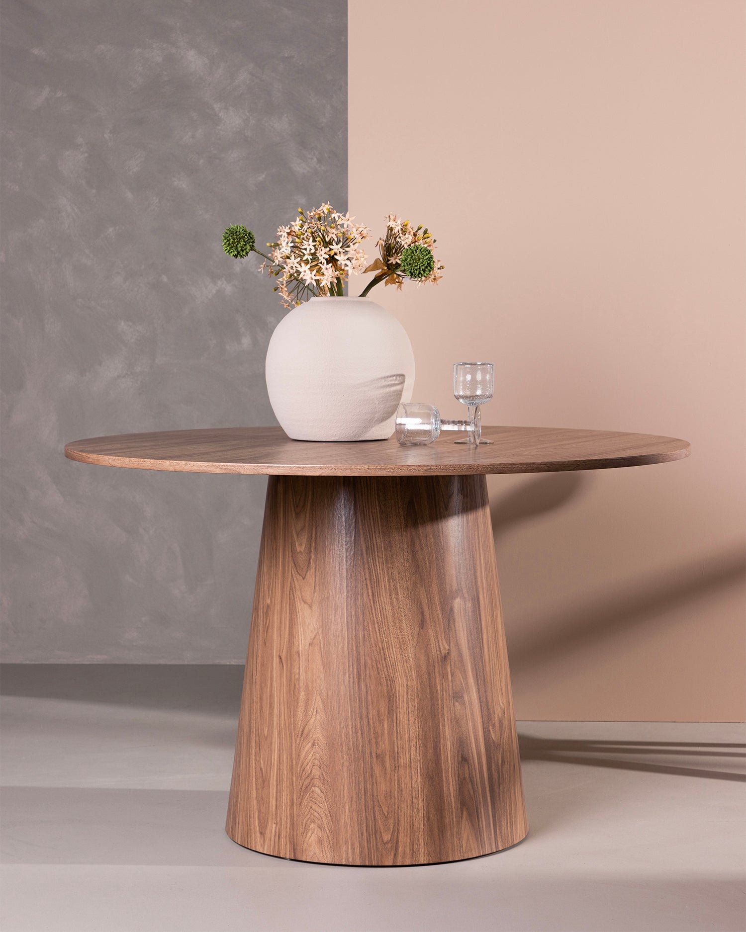 Tavolo da pranzo rotondo effetto legno Lanzo