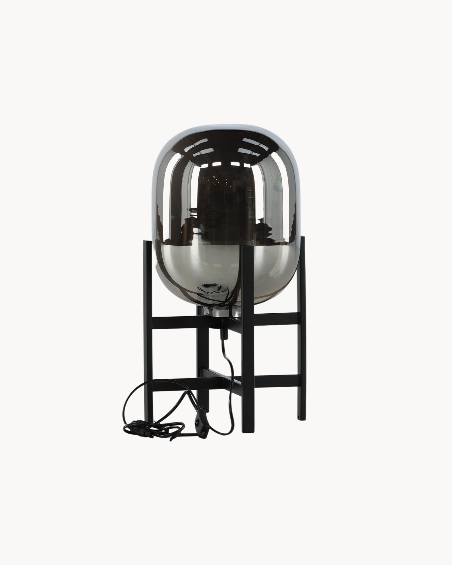 Lampada da tavolo in vetro fumè e acciaio Altair