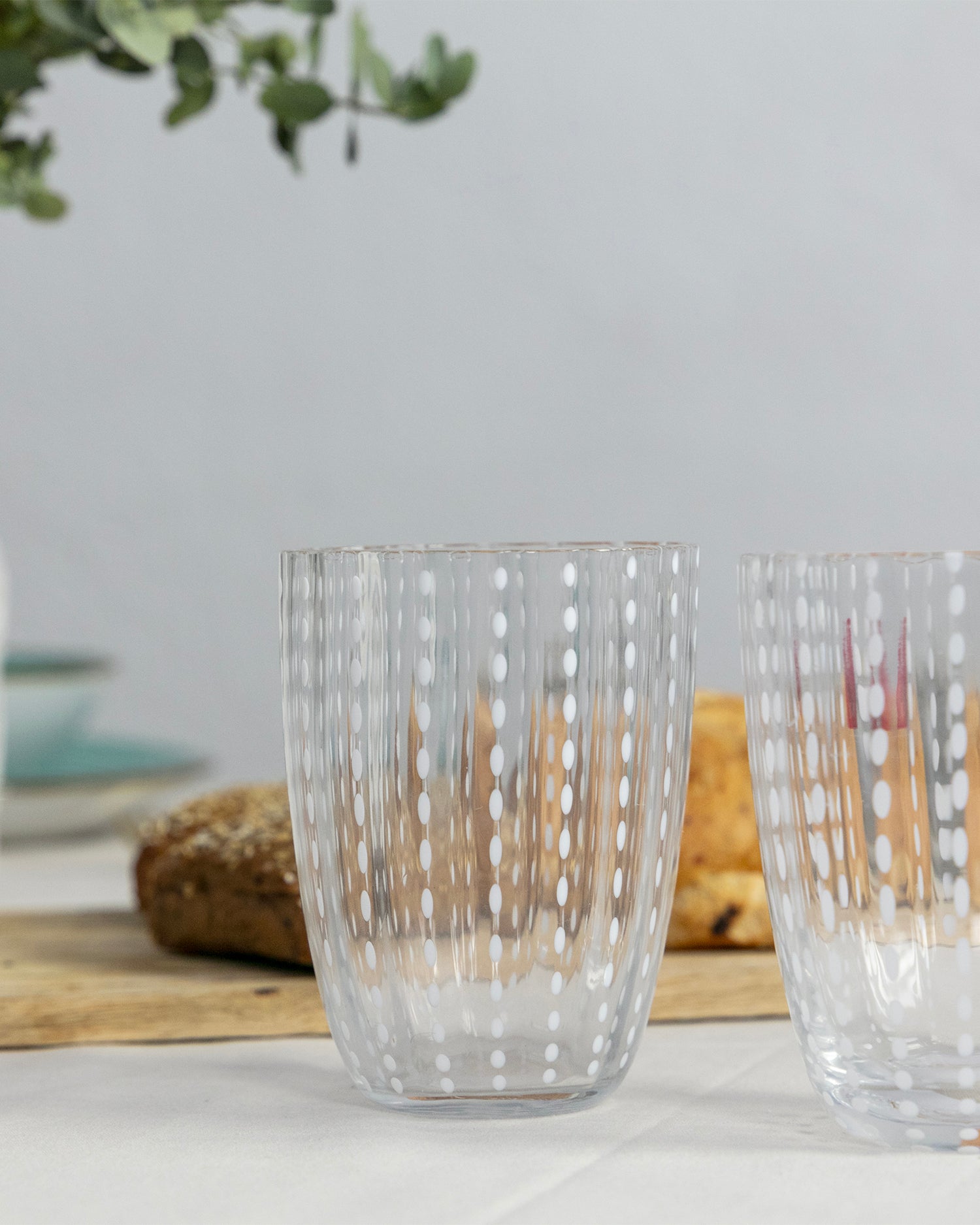 Bicchieri in vetro con pois Kalahari, trasparenti