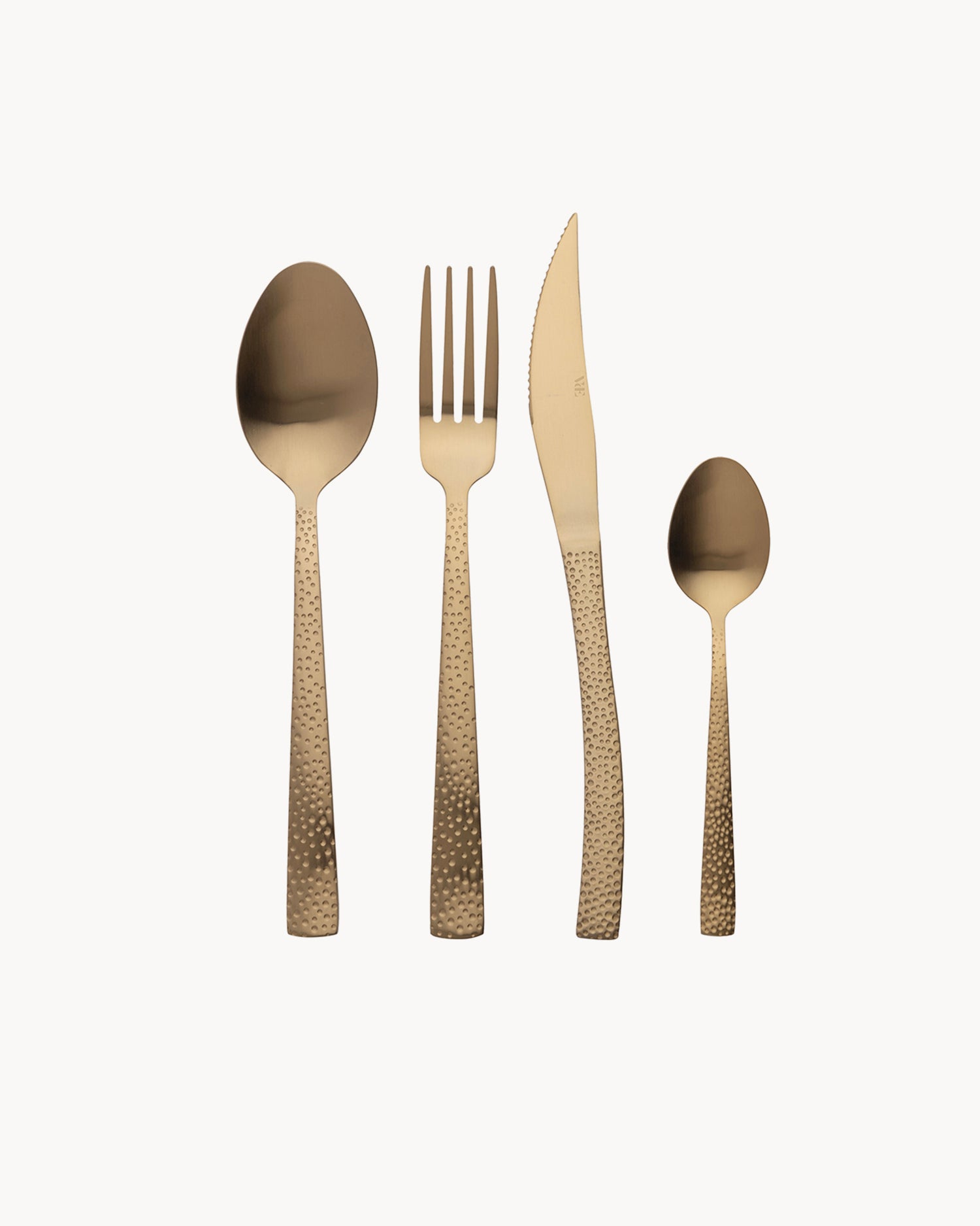 Set 24 posate in acciaio opaco Stone, oro