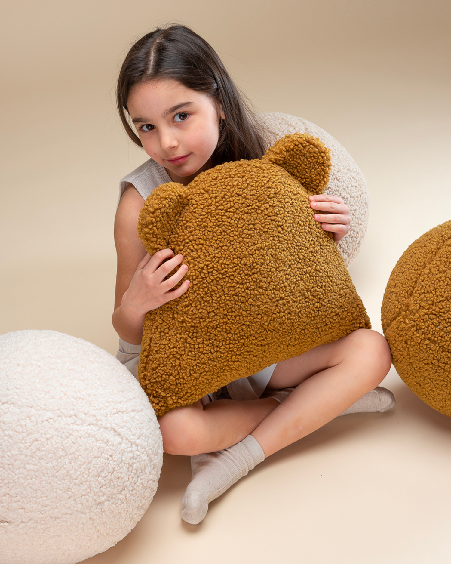 Cuscino in teddy Bear, senape