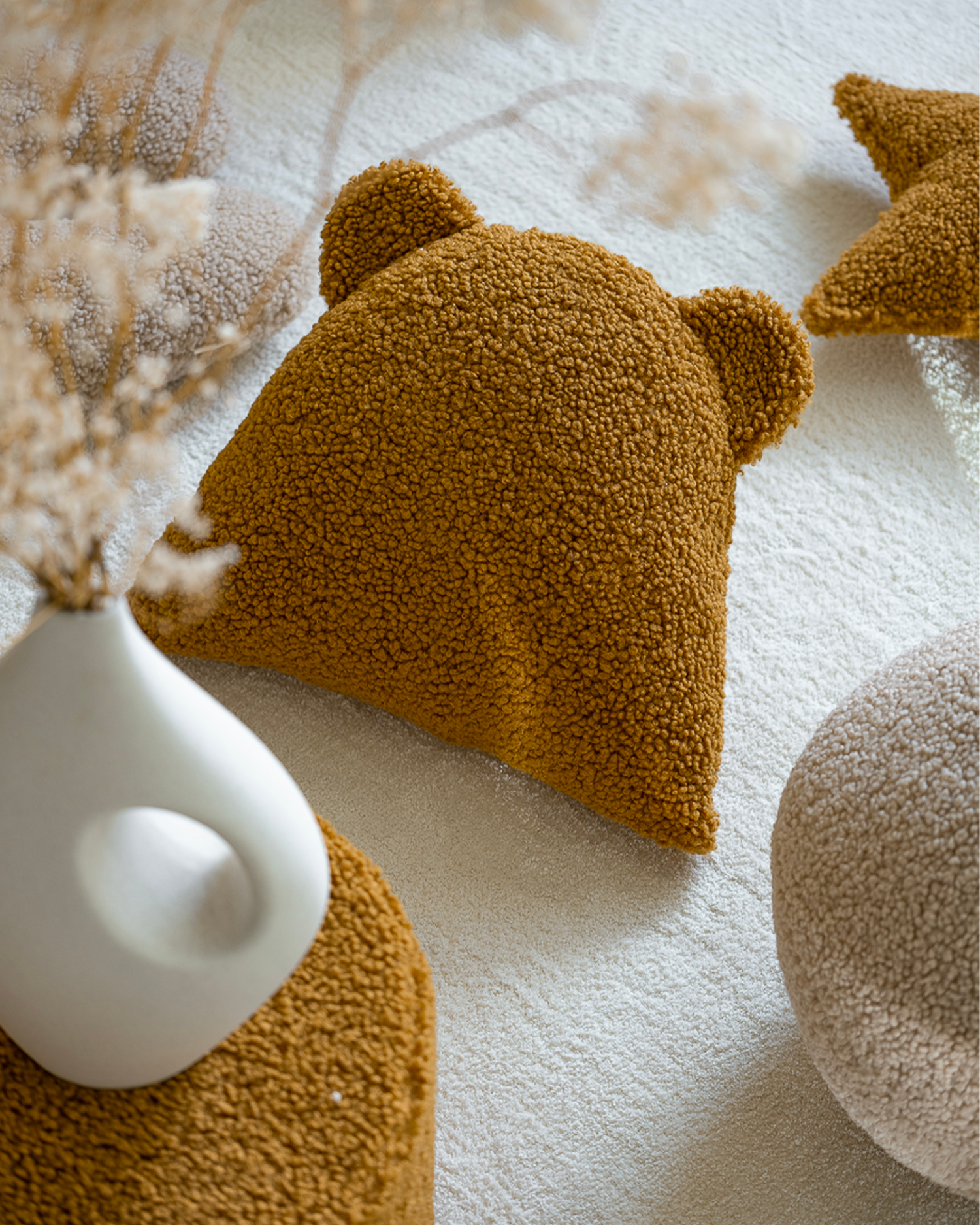 Cuscino in teddy Bear, senape